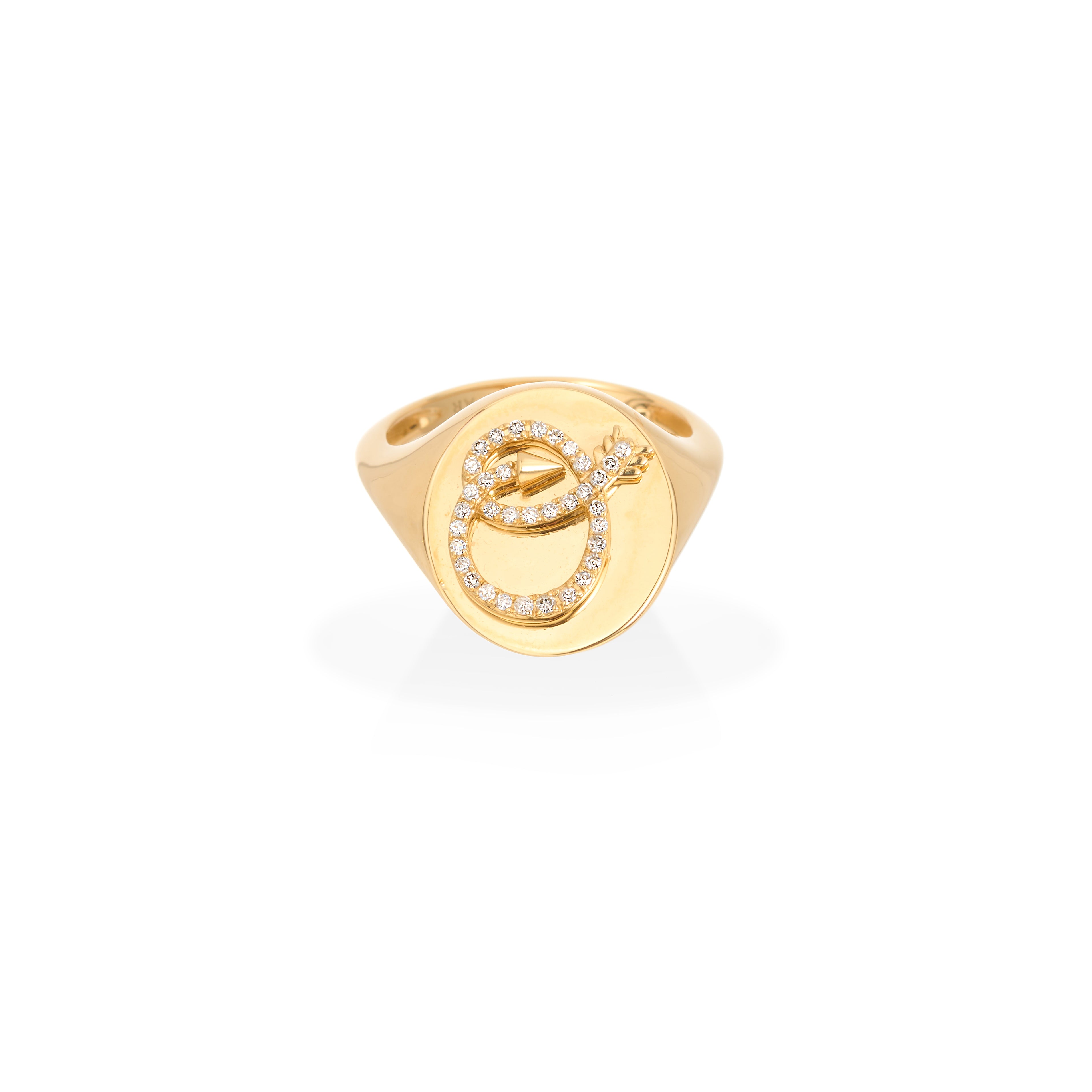 Diamond Arrow Initial Signet Ring for Men & Women - Personalized Monogram Jewelry Gift for Anniversary, Wedding & Special Occasions