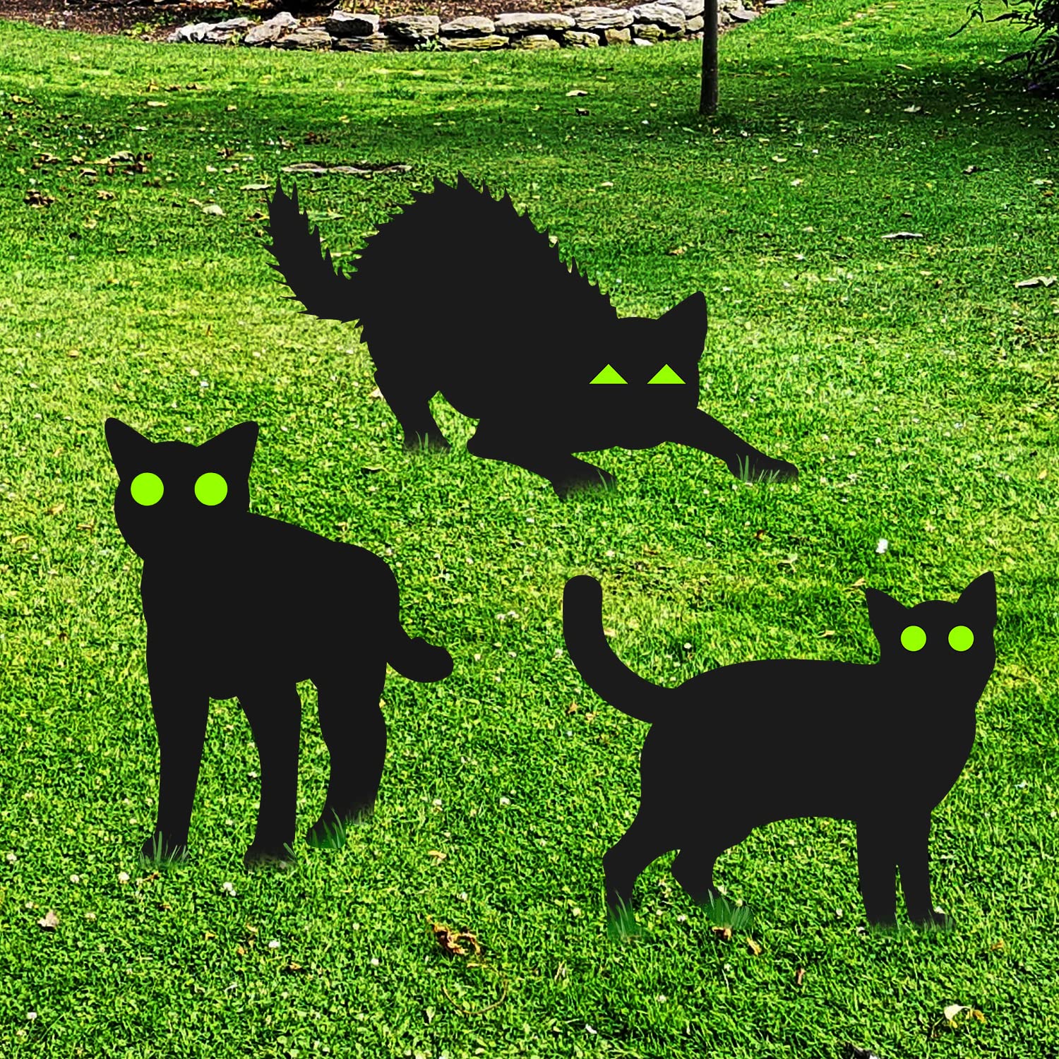 AIEX Halloween Black Cat Decorations - 3pcs Black Cat Silhouette Garden Stakes for Outdoor Yard & Party Decor | Spooky Halloween Decor for Lawn, Porch & Halloween Party Setup