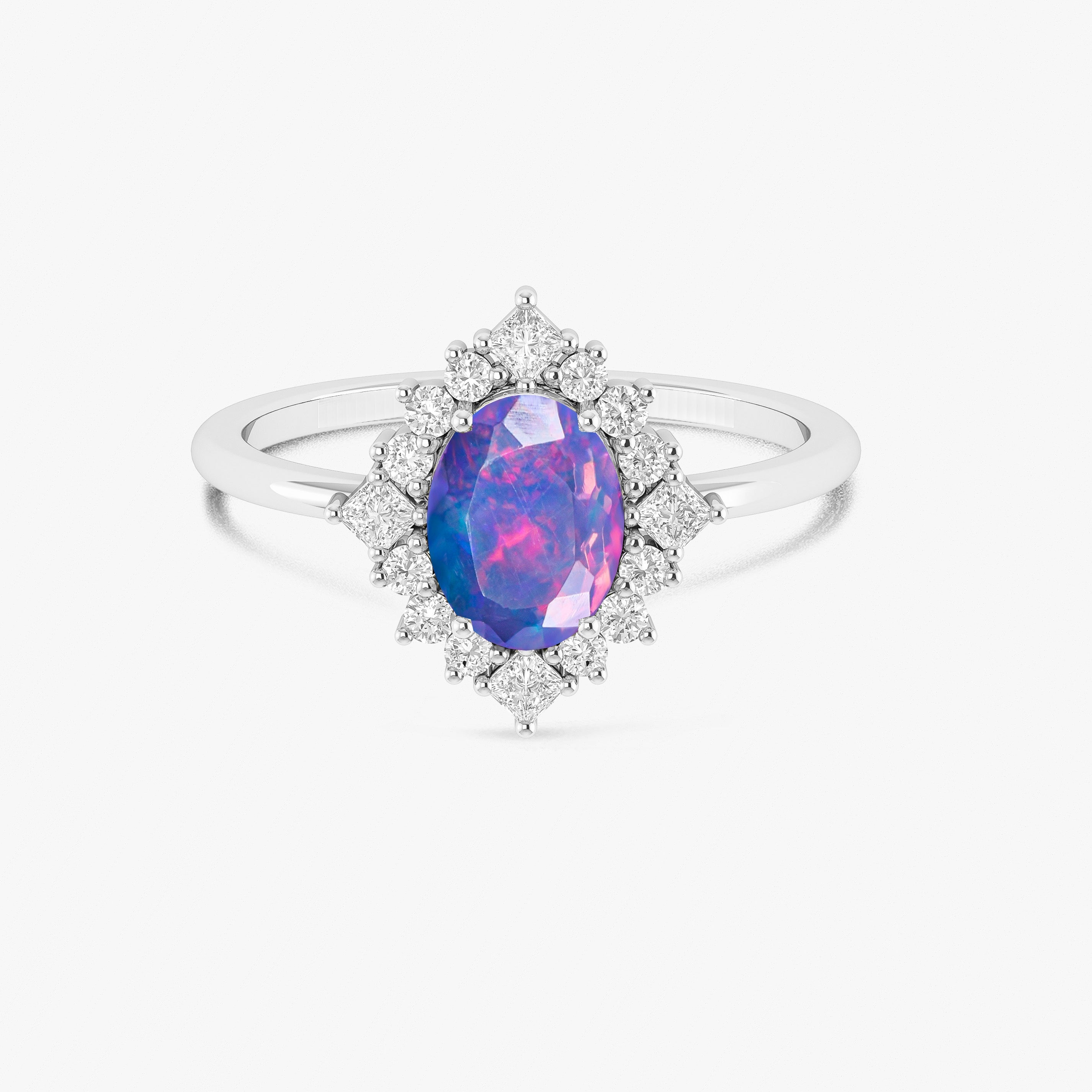 Blue Natural Fire Faceted Ethiopian Opal Ring - Genuine Ethiopian Opal Jewelry for Women, Handmade Sterling Silver Ring, Perfect for Engagement, Wedding & Special Occasions