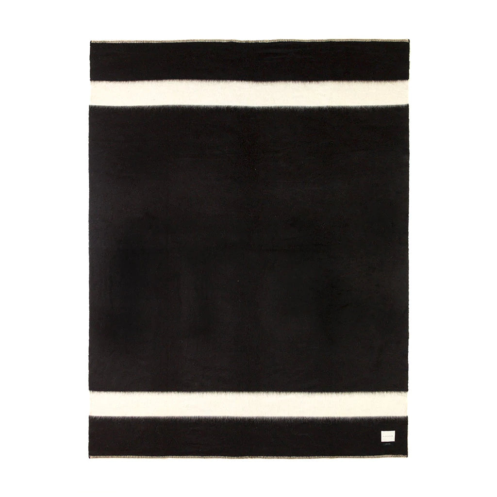 Blacksaw Siempre Recycled Blanket - Eco-Friendly Queen Size Throw Blanket in Black & Ivory Stripe | Soft & Warm for Bed, Couch, and Outdoor Use