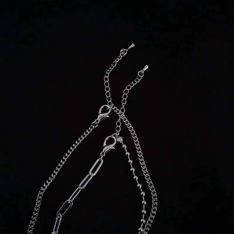 Asymmetric Silver Tassel Pig Nose Layered Chain Necklace for Women - Trendy Boho Chic Jewelry Gift for Party, Date Night & Special Occasions | X1123