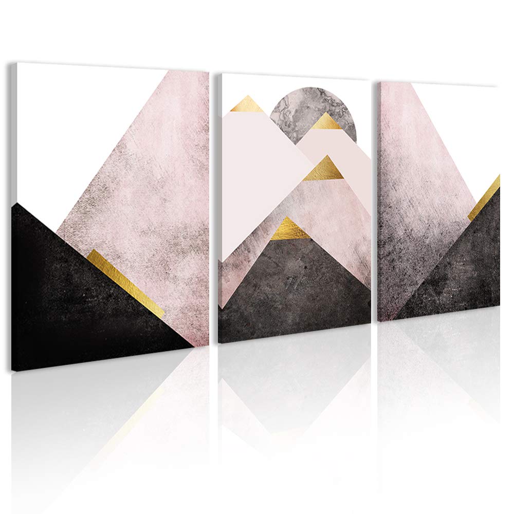 Pink and Black Abstract Canvas Wall Art - Modern Dining Room Decor, Kitchen & Living Room Wall Painting, Bedroom Home Decor for Stylish Interiors | Perfect for Housewarming Gifts & Apartment Decorating