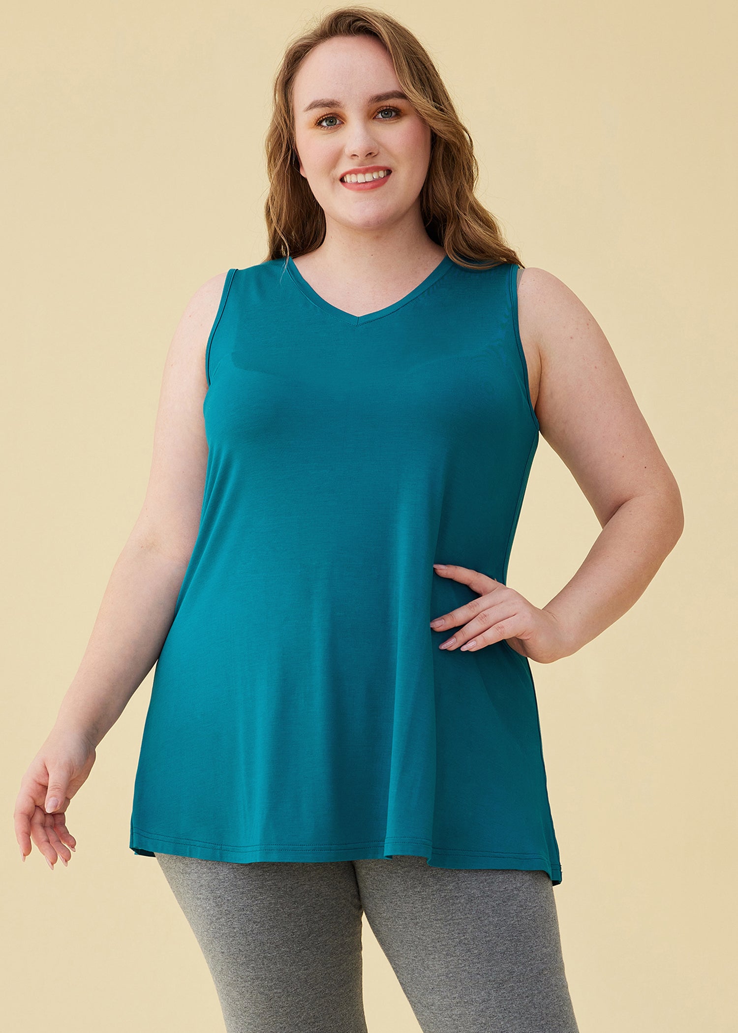 Women's Bamboo Viscose Sleeveless Tunic Top - Soft Flowy Pajama Tank for Sleep & Lounge - Perfect for Yoga, Travel & Summer Comfort