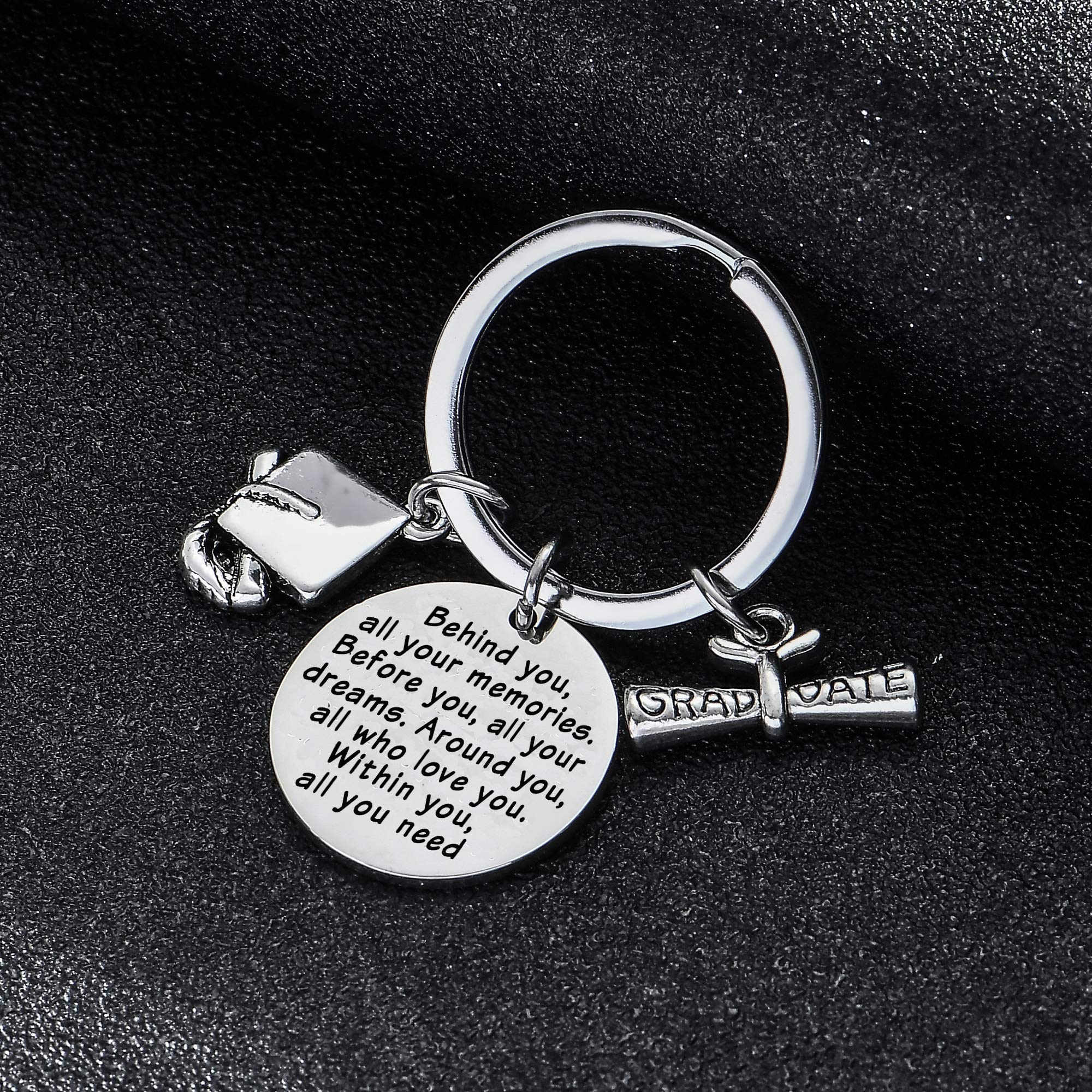 BESPMOSP Graduation Keychain Gift - 'Behind You All Your Memories, Before You All Your Dreams' - Perfect College Graduation Present for Students, Friends & Family - Ideal for Commencement, Yearbooks & Memory Keepsakes