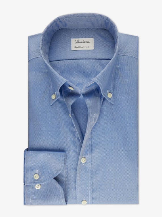 Premium Blue Long Sleeve Dress Shirt for Men | STENSTROMS | Formal & Business Attire | Perfect for Office, Weddings & Special Occasions