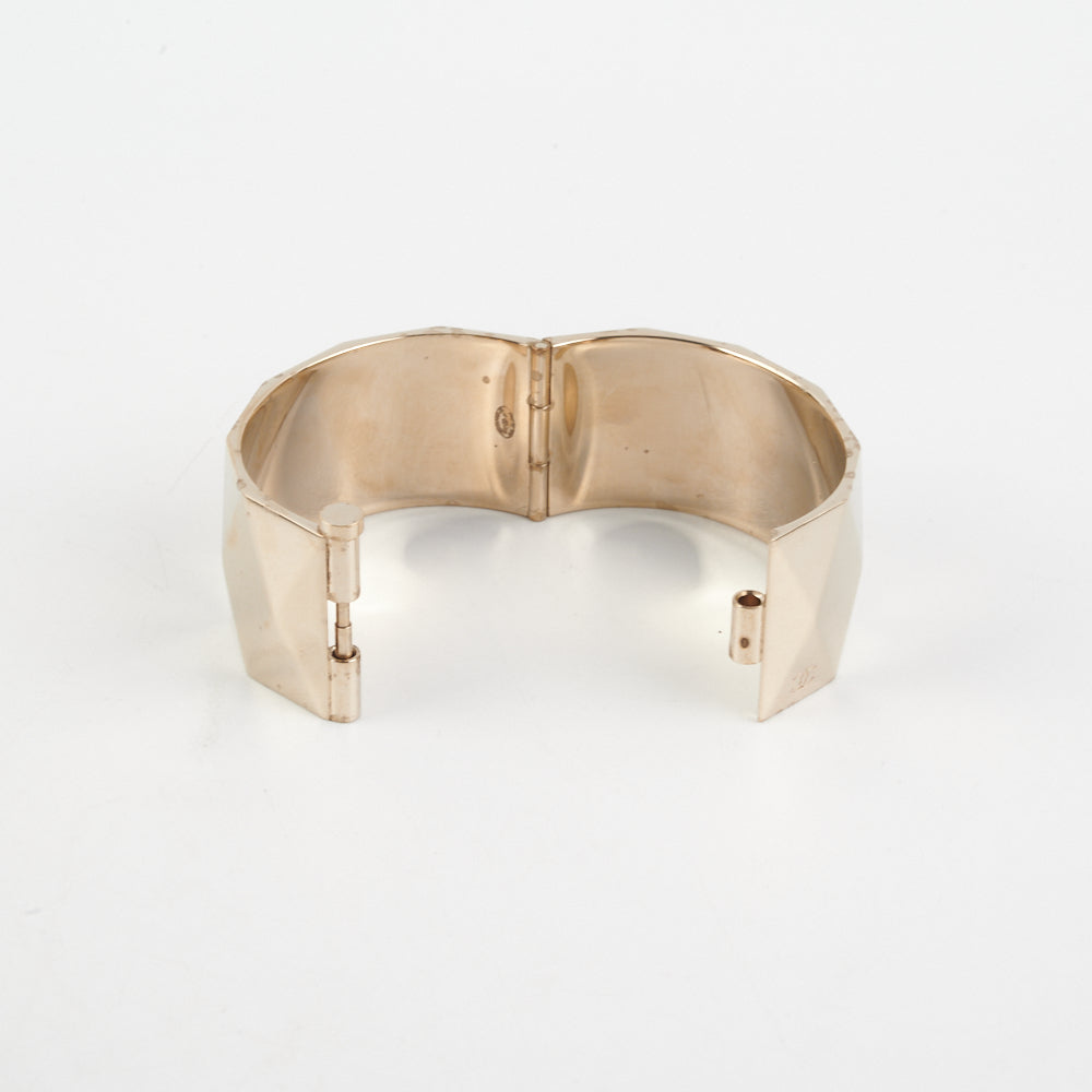 Chanel Inspired Gold Plated Bangle Bracelet - Elegant Fashion Jewelry for Women, Perfect for Parties, Weddings & Everyday Wear