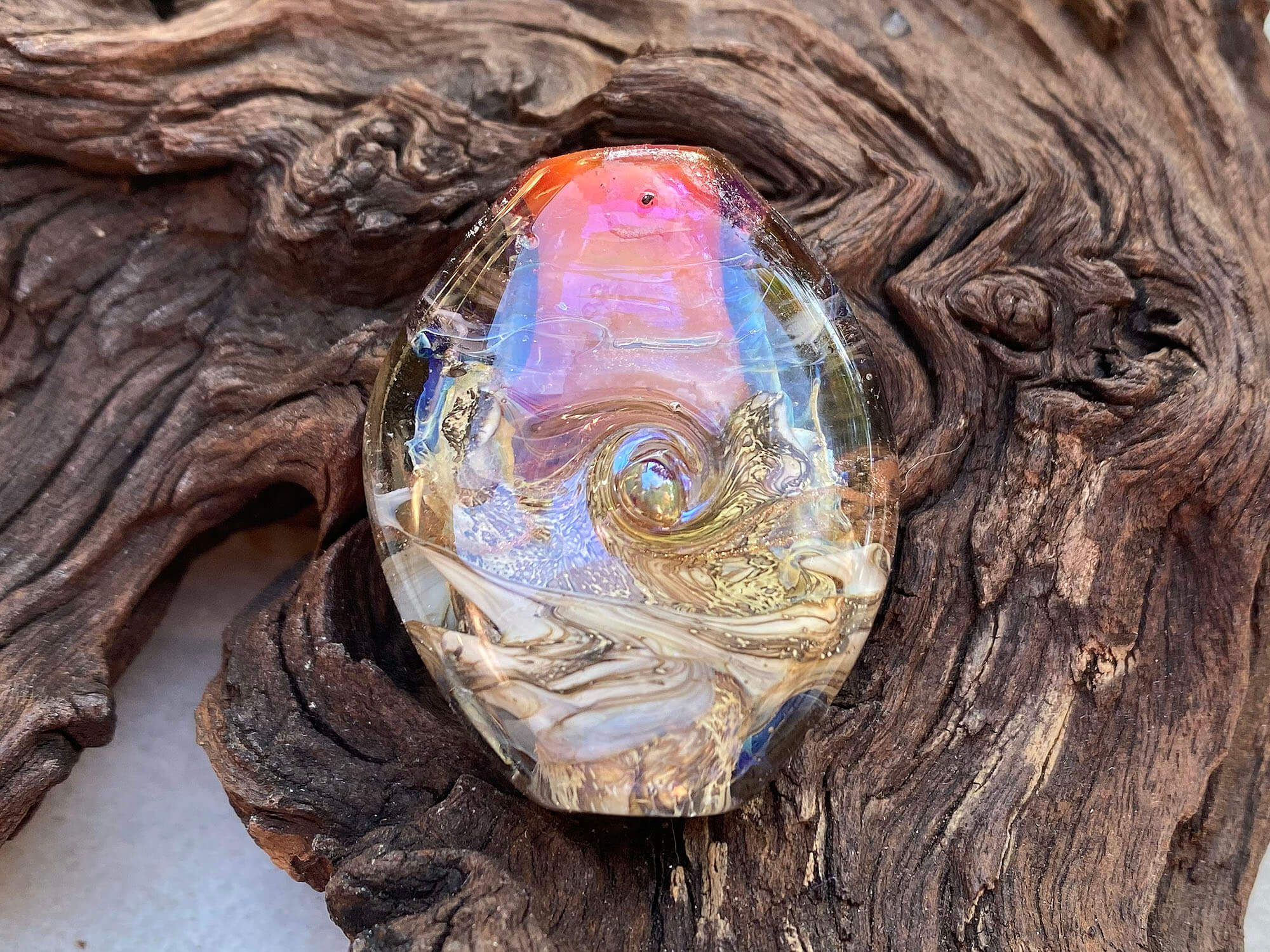 Pink Ivory Organic Lampwork Focal Bead SRA - Handmade Glass Bead for Jewelry Making, DIY Crafts & Beading Projects