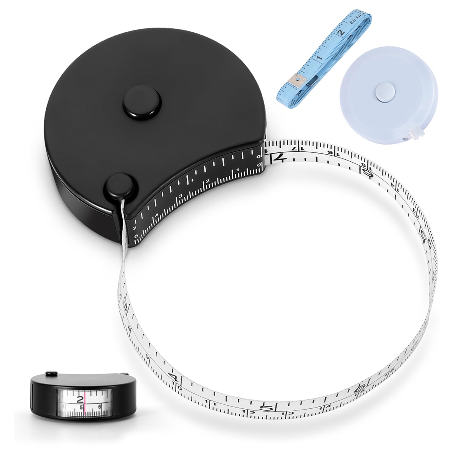 Retractable Body Tape Measure for Weight Loss, Fitness & Bodybuilding - 60 Inch/150cm Soft Sewing Measuring Tape with Lock Pin - Perfect for Tailors, DIY & Body Measurements (3-Pack) - Ideal for Tracking Progress, Sewing Projects & Health Monitoring