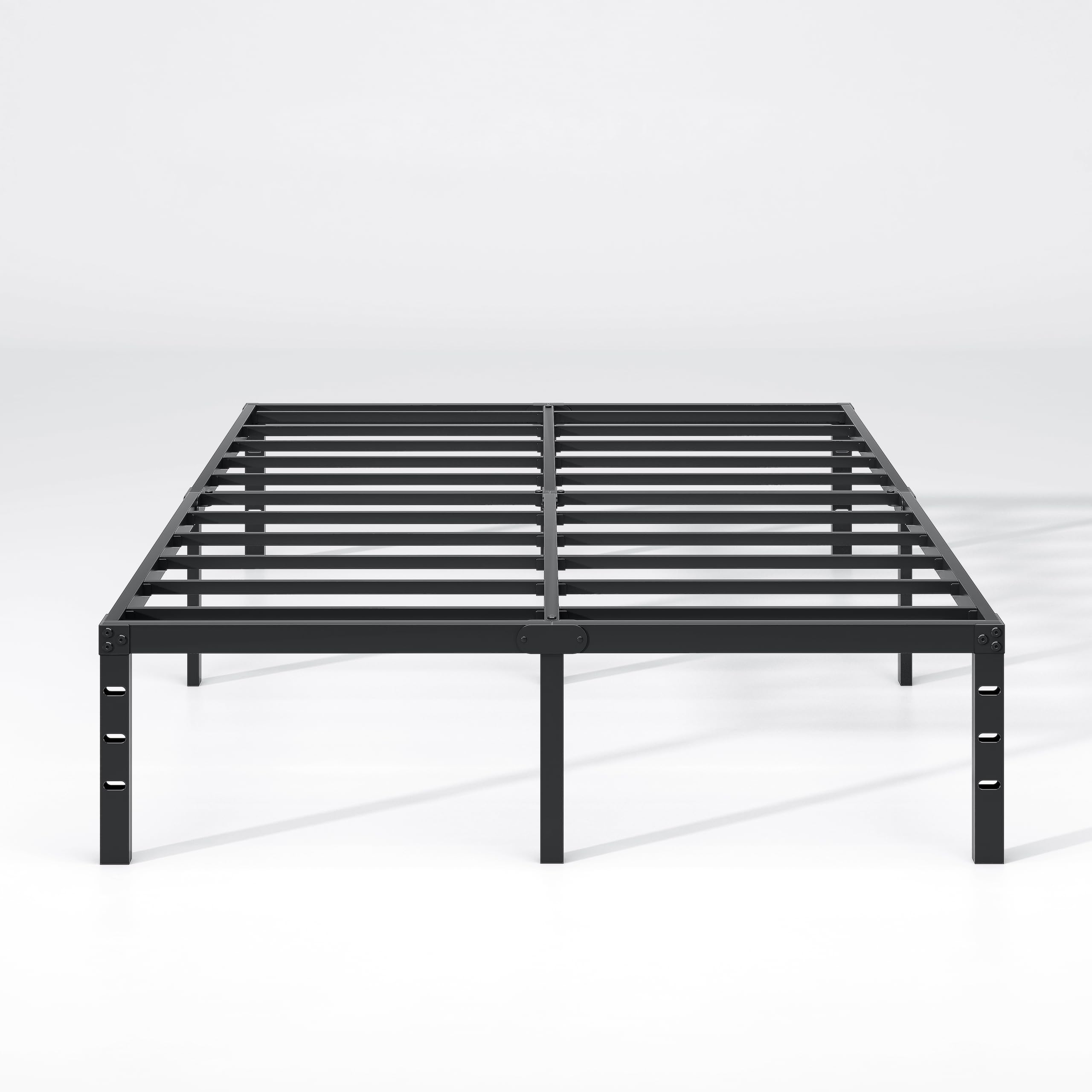 Queen Size Metal Bed Frame with Storage Space - Heavy Duty Sturdy Mattress Foundation, Easy Assembly, No Box Spring Needed - 18 Inch Black Bed Frame for Master Bedroom, Guest Room & Dorm