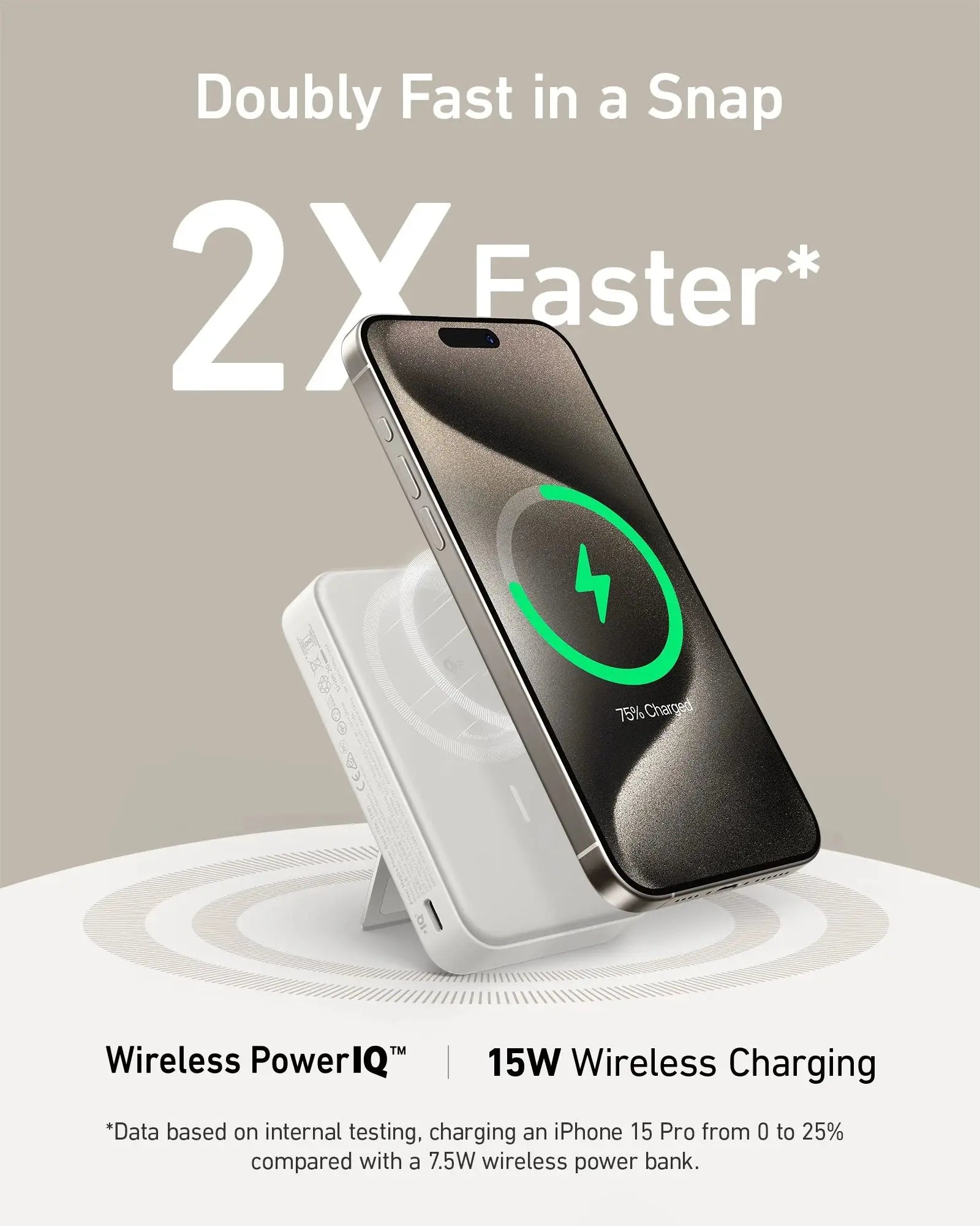 Anker Power Bank MagGo 10000mAh Qi2 Certified 15W Fast Wireless Charger - Portable Magnetic Charging for iPhone 15/14/13, Samsung Galaxy - Perfect for Travel, Work, and On-the-Go Charging
