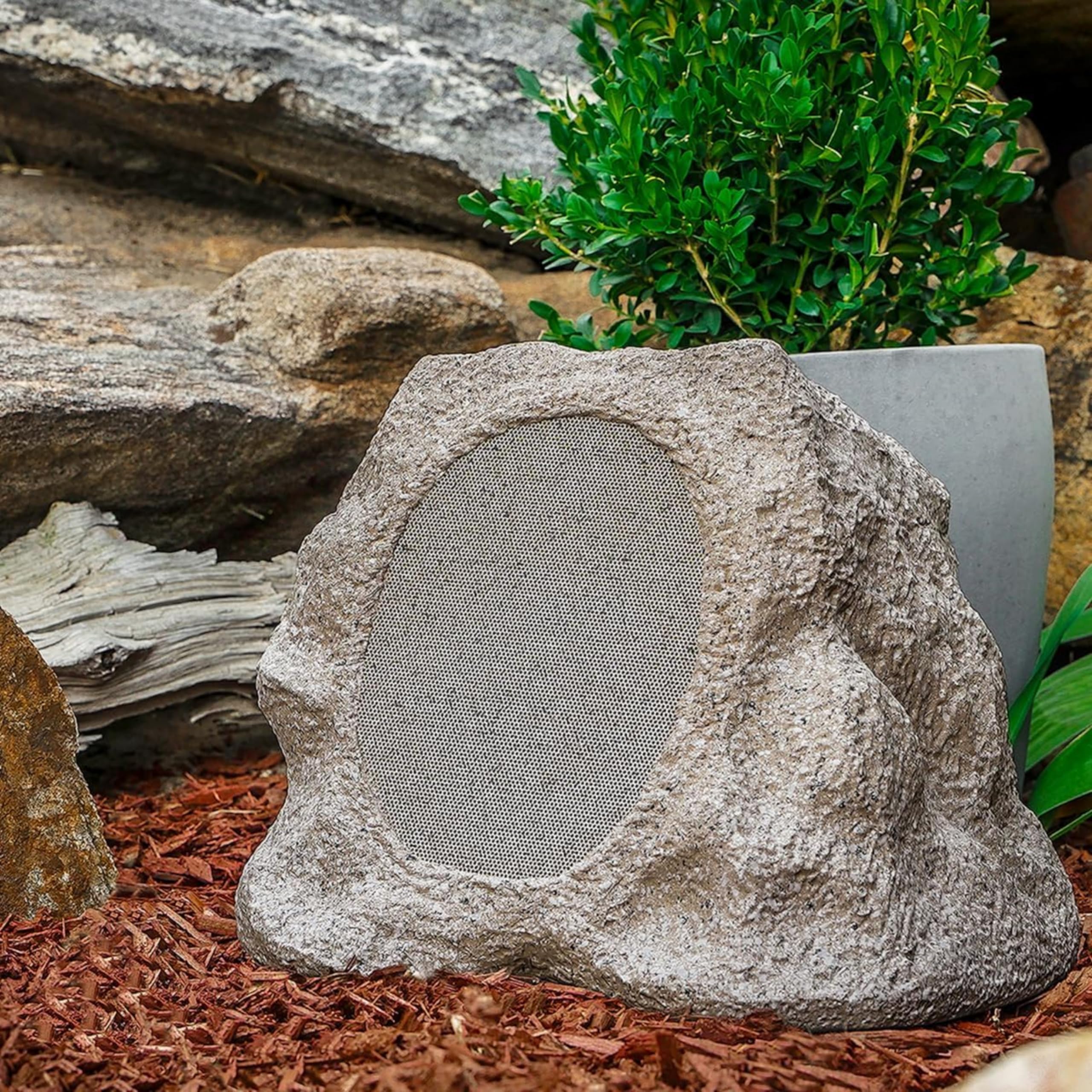 Victrola Rock Speaker Connect - Stone Wireless Outdoor Speaker with Bluetooth 5.3, 22-Hour Battery, Solar Charging, IP65 Water & Dust Resistant, Link Up to 20 Speakers for Backyard, Patio, and Poolside Entertainment