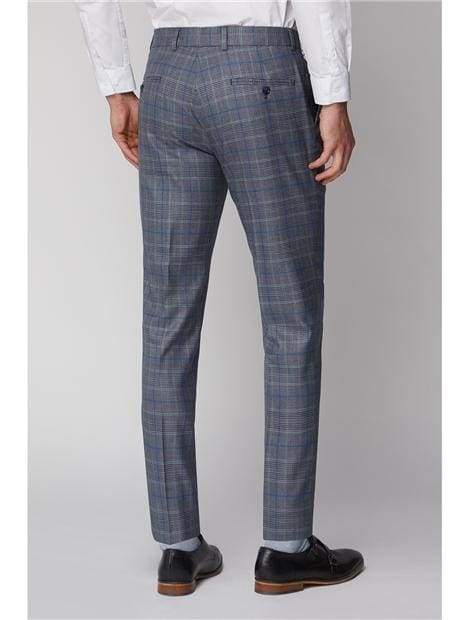 Vintage Samuel Grey and Blue Checkered Pants for Men - Classic Plaid Trousers for Casual Wear, Office, and Special Occasions