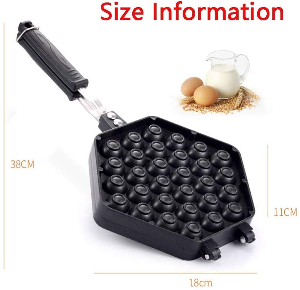 Qiuqiu Aluminum Non-Stick Egg Waffle Pan - Double Sided Bubble Waffle Maker for Hong Kong Style Egg Puffs, Pancakes & Cakes - Perfect for Home Kitchen, Breakfast, Brunch & Dessert Making