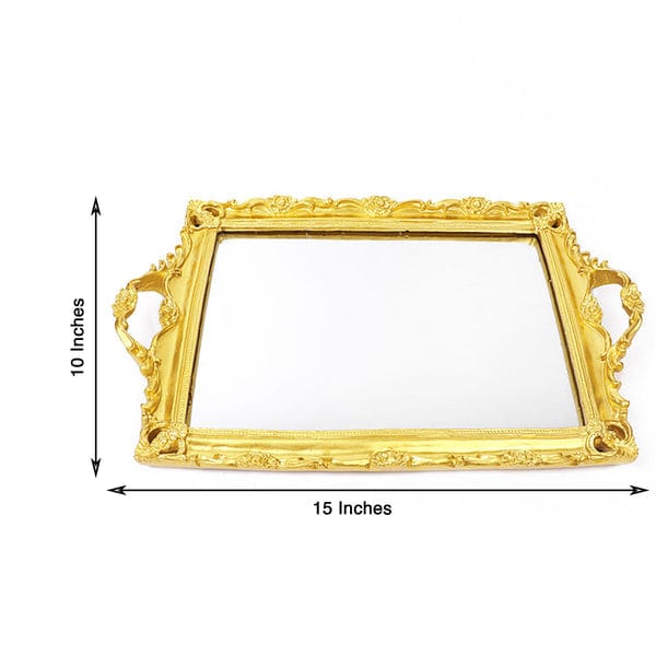 15x10 Inch Metallic Rectangular Mirror Serving Tray with Handles - Elegant Party Decor, Cocktail Serving, Home Decor & Gift Idea for Weddings, Hostess & Housewarming