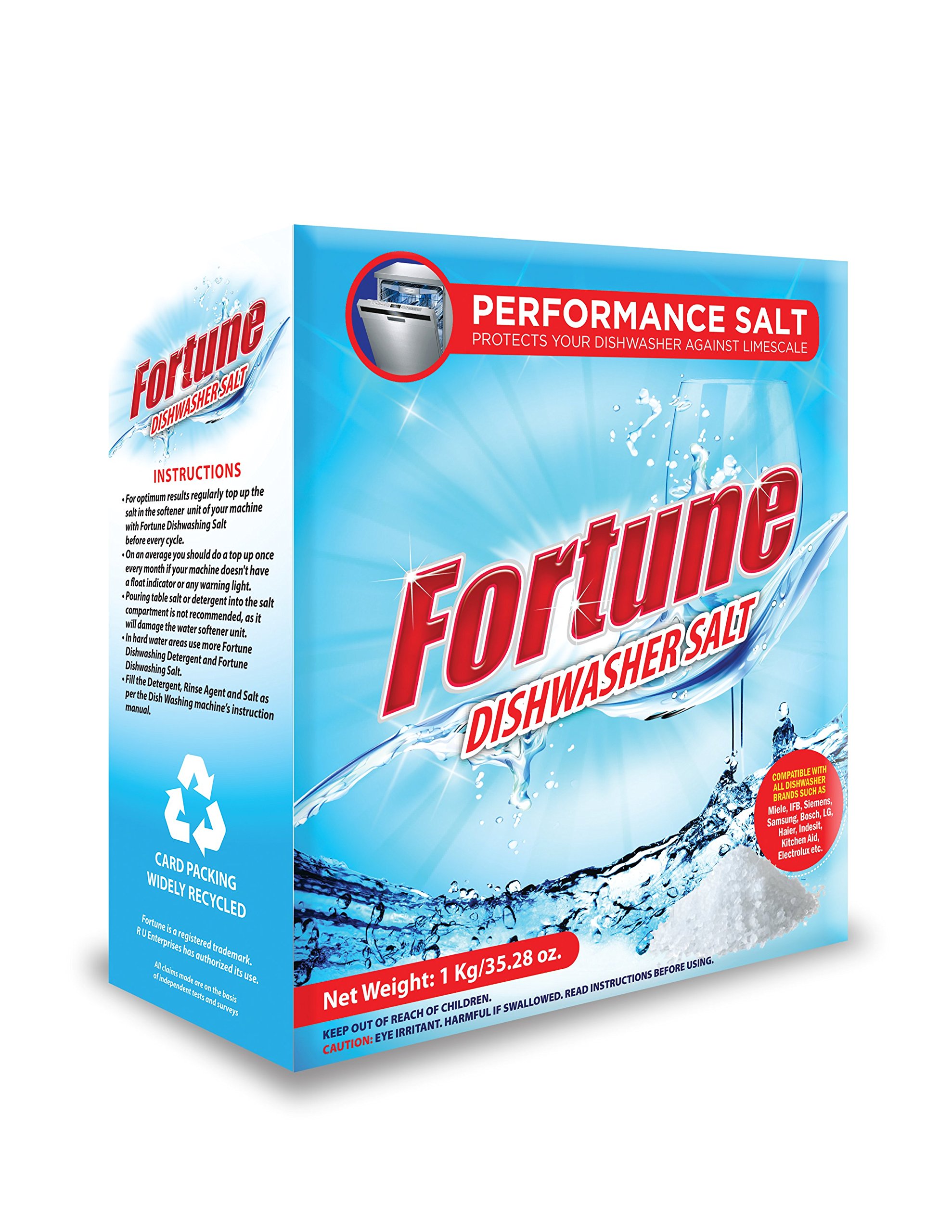 Fortune Rinse Aid Liquid (500ml) & Dishwasher Salt (1kg) - Universal Compatibility for All Dishwasher Brands - Perfect for Sparkling Clean Dishes in Every Wash