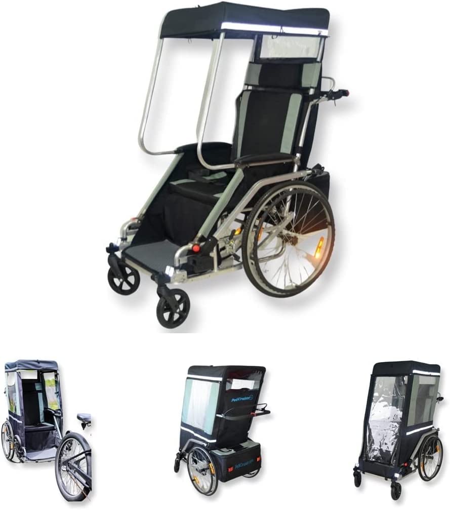 PediCruiser - Adult Bike Trailer & Stroller Wheelchair for Seniors & Disabled - Lightweight Folding Mobility Aid for Outdoor Adventures, Shopping & Daily Commute