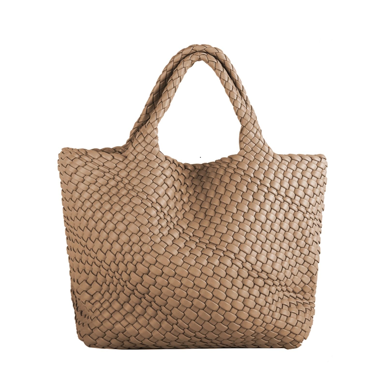 Eco-Friendly Vegan Leather Woven Tote Bag for Women - Handmade Large Shopper Shoulder Purse | Perfect for Work, Travel & Everyday Use