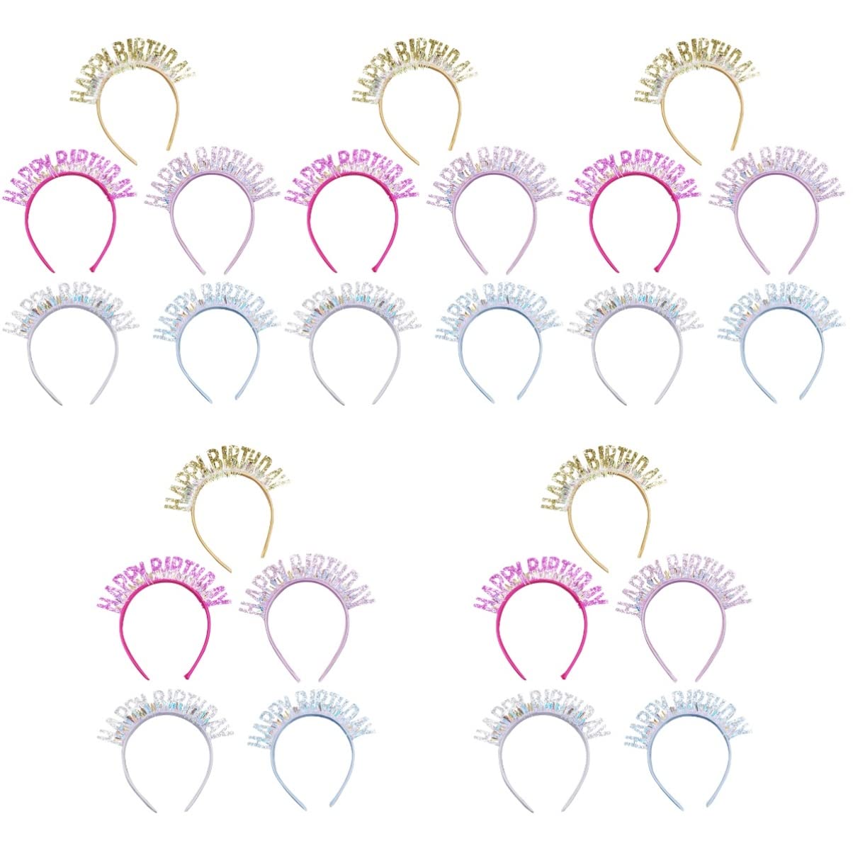25 Pack Happy Birthday Headbands for Girls - Sparkling Birthday Crowns & Tiaras - Perfect for Birthday Parties, Photo Booths, and Celebrations