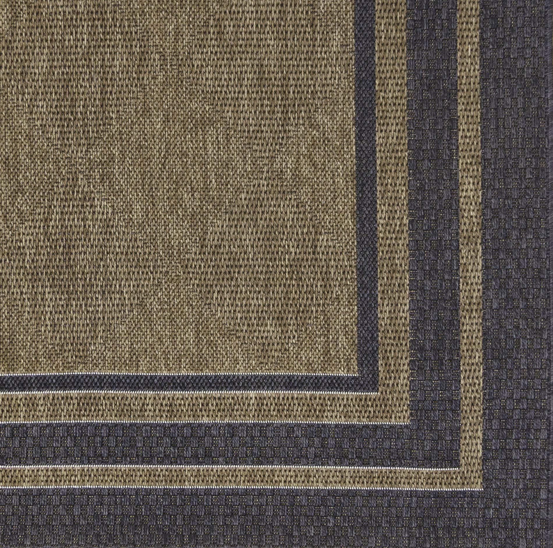 Gertmenian 22352 5x8 Outdoor Patio Rug - Luxury Triple Border Black Brown Carpet for Porch, Deck & Garden - Waterproof & Durable for All Weather Use