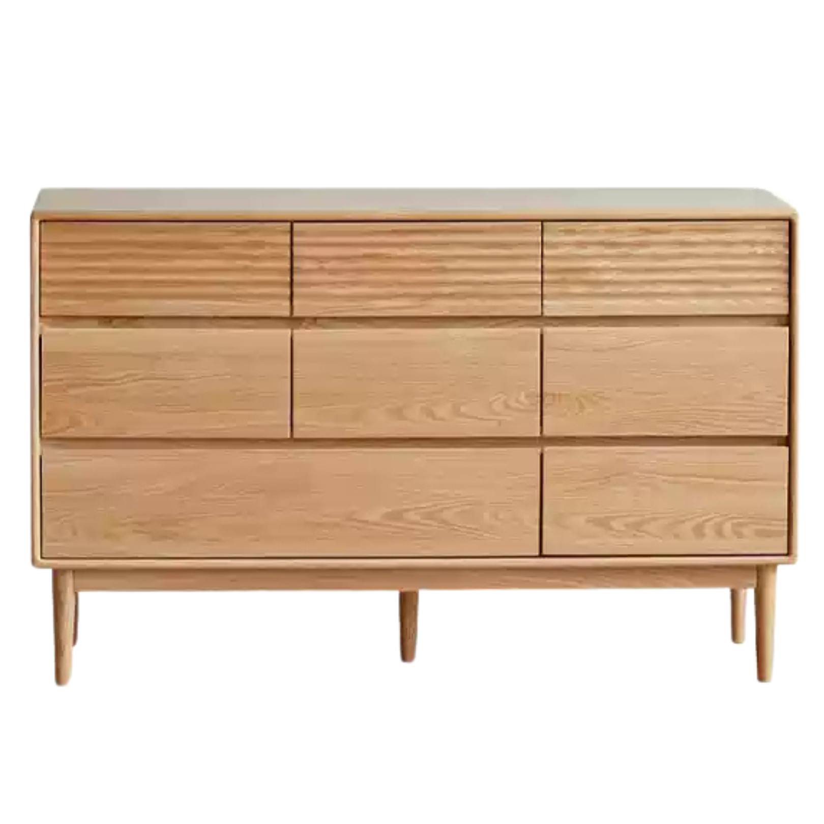 Solid Oak Wood 8-Drawer Storage Cabinet - Large Capacity for Bedroom, Living Room & Office Organization
