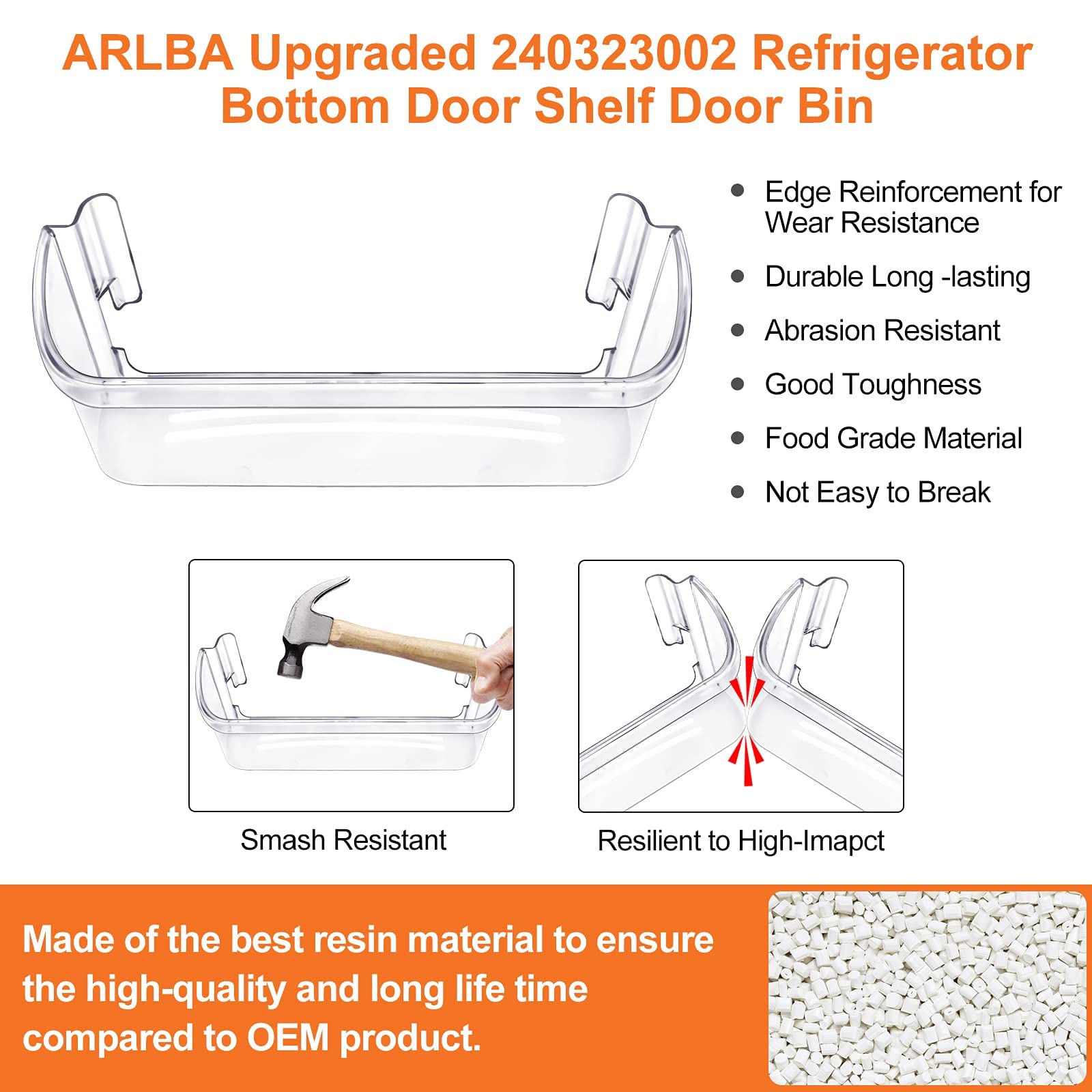 Electrolux Refrigerator Door Bin Shelf Replacement - Compatible with Bottom 2 Shelves (AP2115742, PS429725, AH429725, FGHS2631PF4A) - Perfect for Kitchen Organization & Food Storage