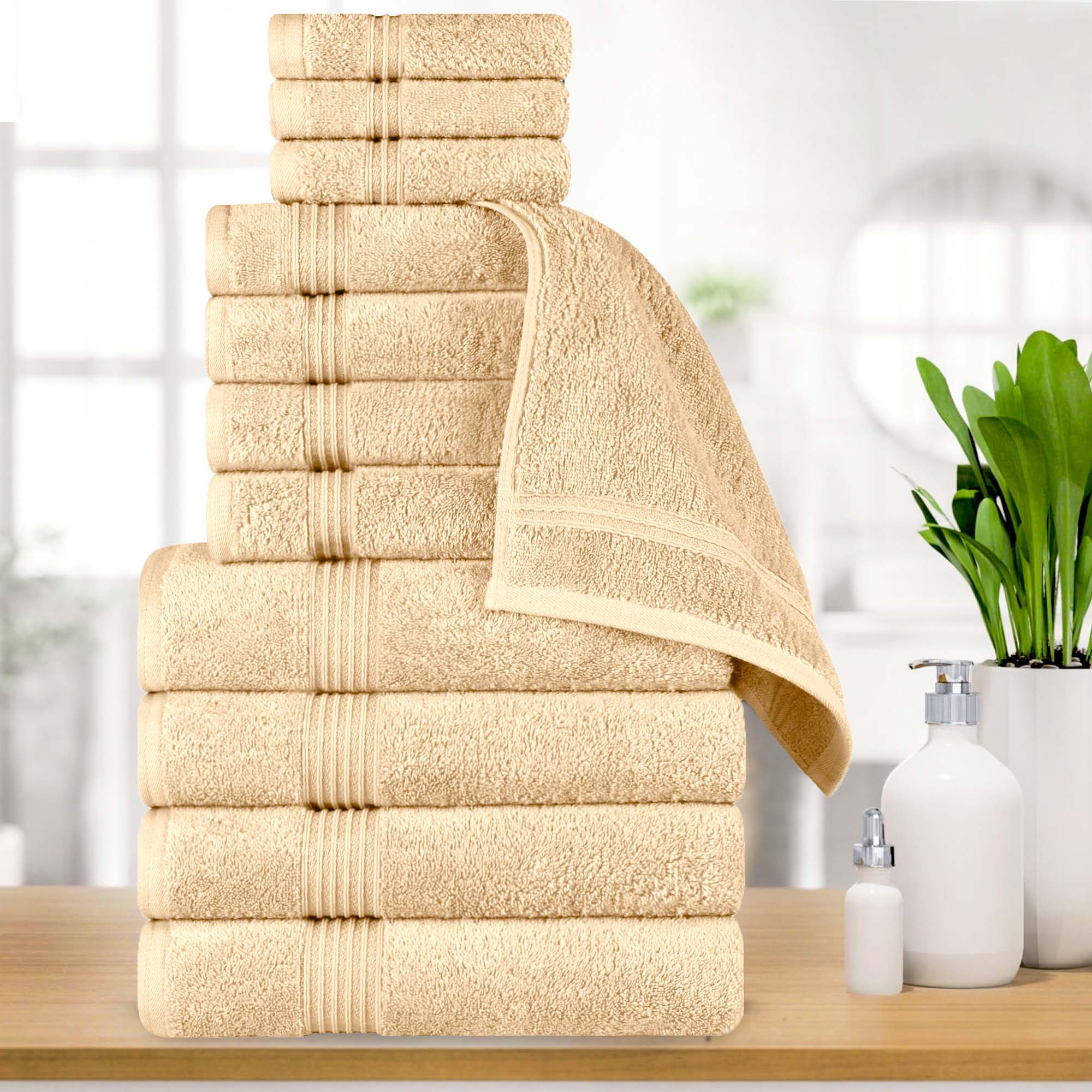 Premium 12-Piece Egyptian Cotton Towel Set - Ultra Soft, Highly Absorbent Bath Towels for Spa, Hotel & Luxury Home Use