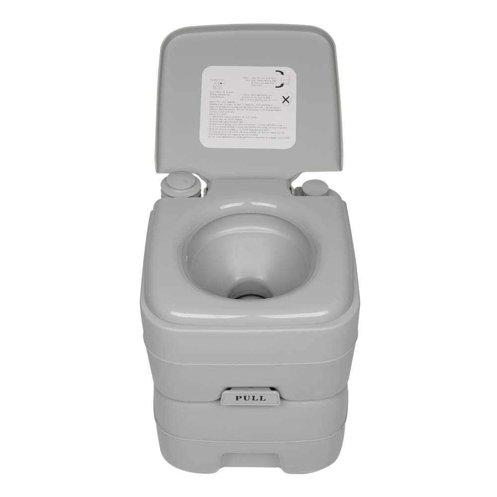 20L Portable Removable Flush Toilet with Double Outlet - 5.3 Gallon Detachable Waste Tank for Easy Cleaning - Press Flush Pump - Ideal for RV, Camping, Boating, Hiking & Travel - Perfect for Outdoor Adventures, Road Trips and Emergency Preparedness