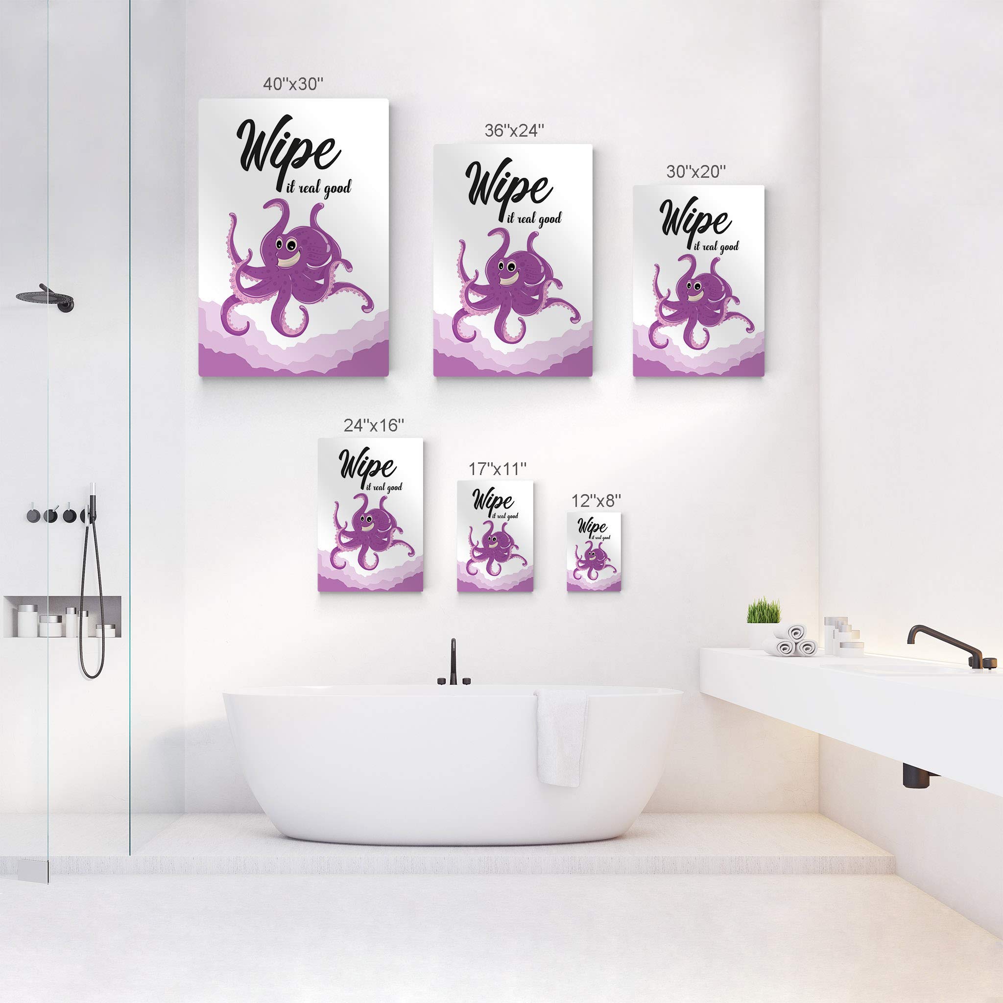 Smile Art Design 'Wipe It Real Good' Funny Quote Metal Print - Bathroom Wall Decor, Nursery Art, Home Decoration - Ready to Hang 12x8 Inches - Made in USA | Perfect for Kids' Bathroom, Playroom & Humorous Home Decor