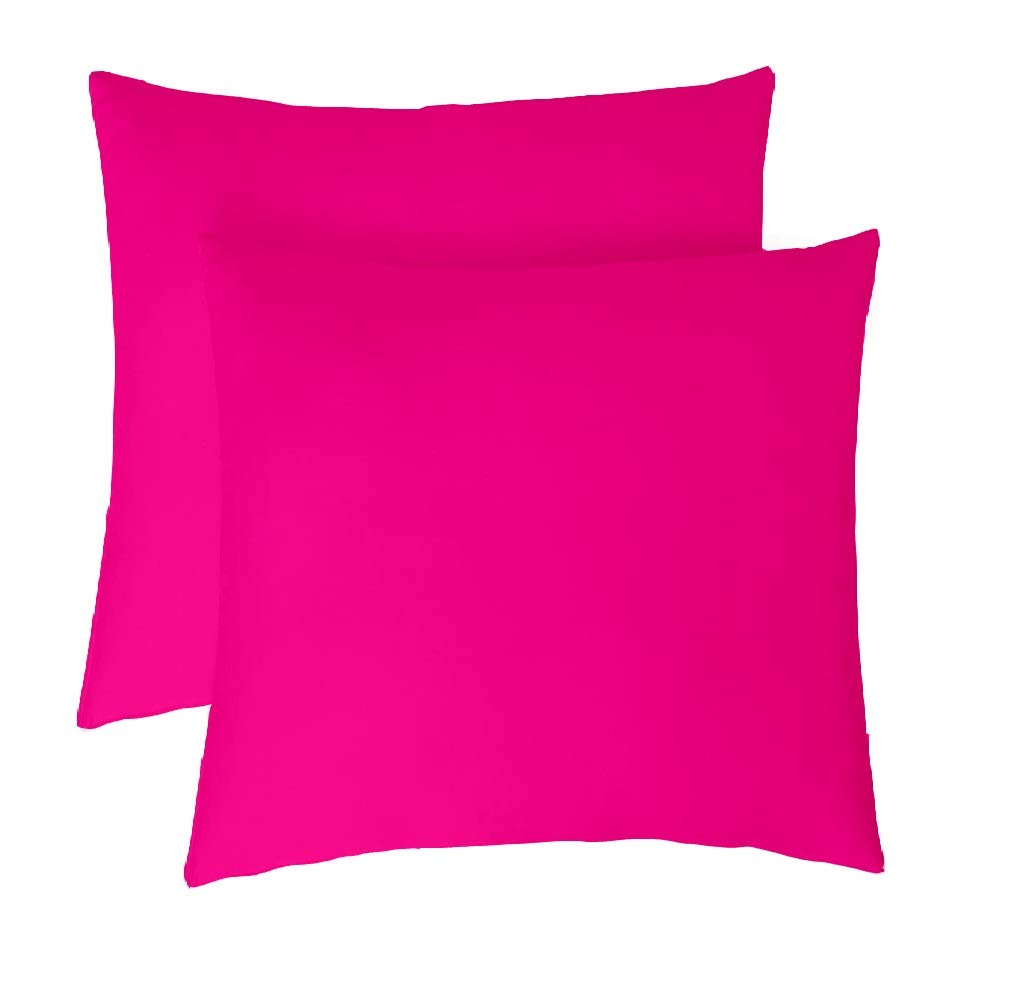Premium 28x28 Inch Euro Pillow Shams Set of 2 - 100% Egyptian Cotton 800 Thread Count with Zipper Closure in Hot Pink | Luxury Bedding for Master Bedroom, Sofa Decor & Guest Room Essentials