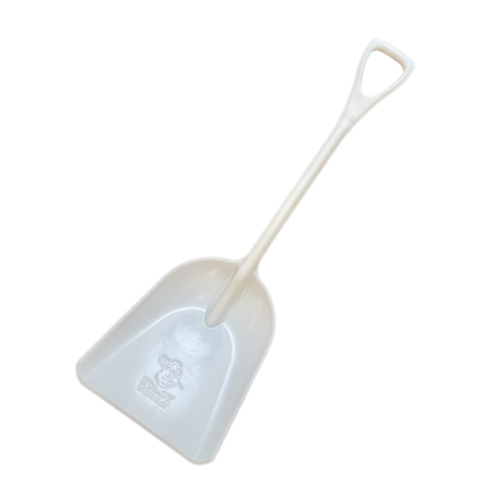 Bully Tools 42-Inch Durable One-Piece Poly Snow Shovel for Efficient Snow Removal, Mulch Cleaning, and Yard Maintenance (White) - Ideal for Driveways, Sidewalks, and Garden Care