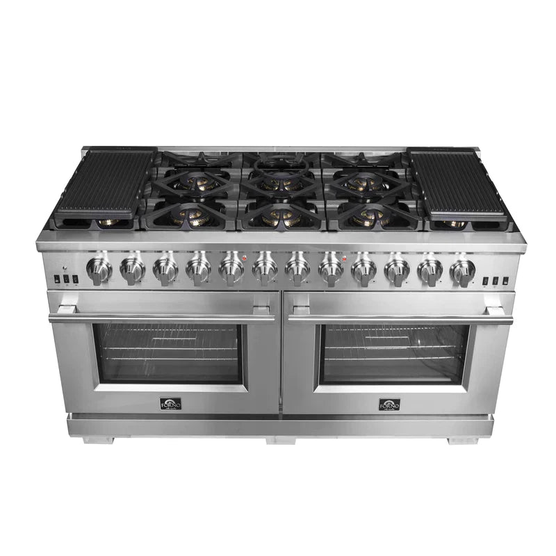 60 Inch Capriasca Gas Range with 10 Burners & 200,000 BTUs - Professional Stainless Steel Commercial Stove for Restaurants, Catering & Home Kitchens - Model FFSGS6260