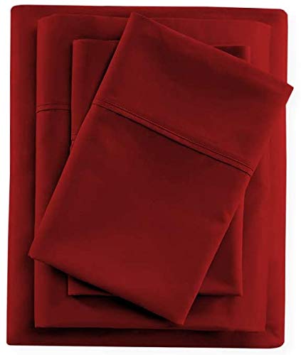 Premium Egyptian Giza Cotton 6-Piece Full Size Sheet Set - 100% Long-Staple Cotton, Breathable & Soft Bedding for Ultimate Comfort (Burgundy) - Perfect for Luxury Hotels, Master Bedrooms & Cozy Home Decor