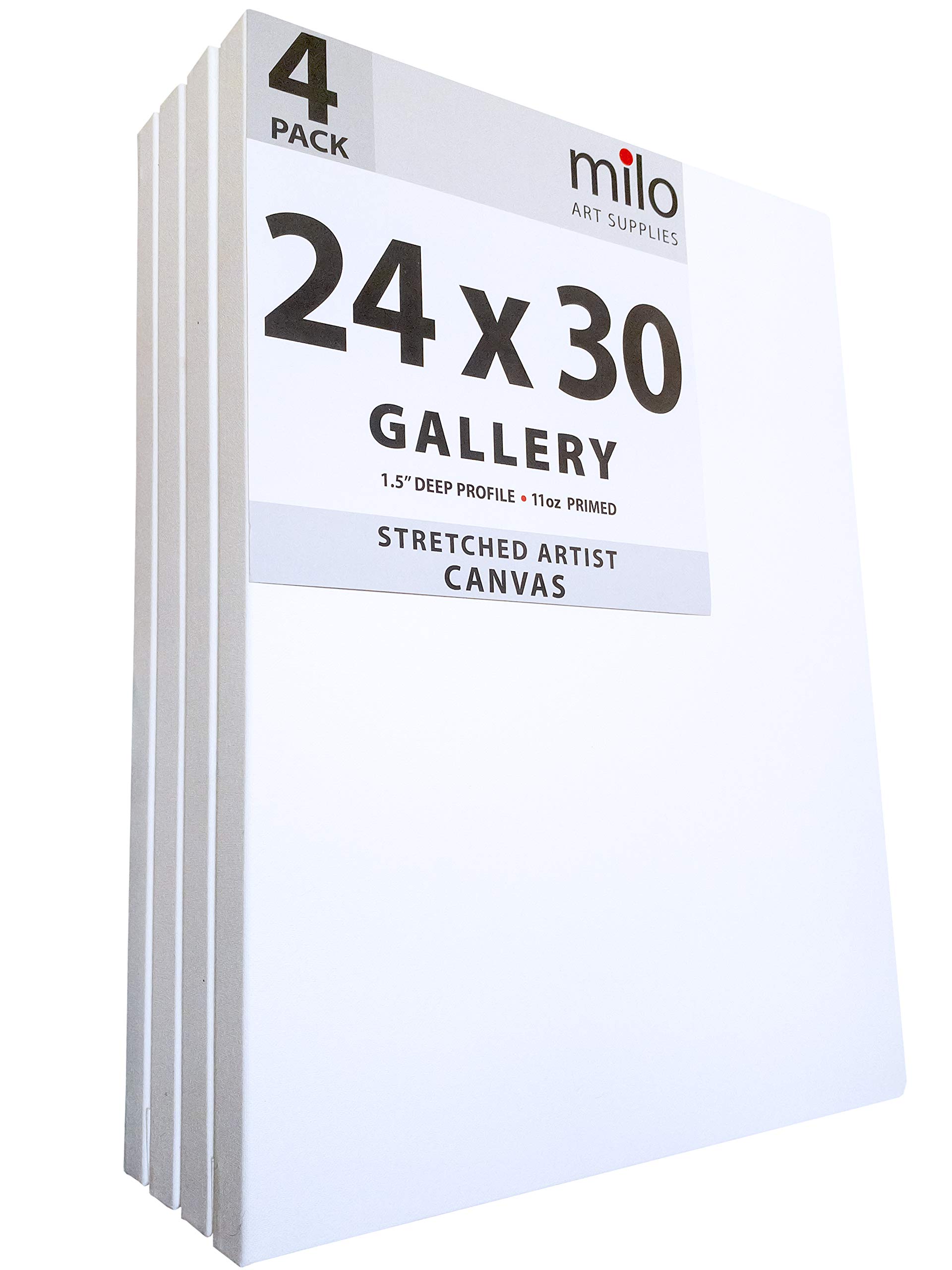 Premium 24x30 Inch Stretched Artist Canvas - 4 Pack, 1.5