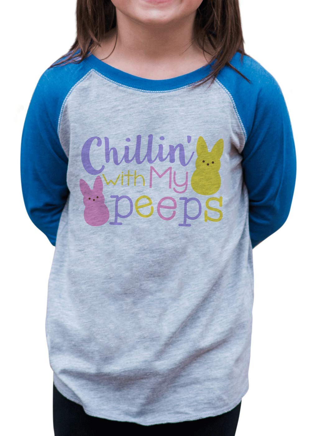 7 Ate 9 Apparel Kids Funny Easter Blue Raglan T-Shirt - Cute Easter Outfit for Boys & Girls - Perfect for Easter Egg Hunts & Spring Family Photos