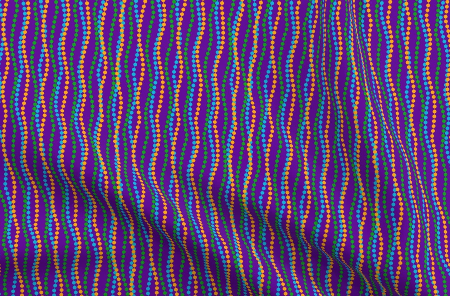 Vibrant Mardi Gras Beads Printed Minky Fabric by The Yard - Soft Plush Fabric for Baby Blankets, Quilt Backing & Sewing Projects - Perfect for DIY Crafts, Nursery Decor & Cozy Home Textiles