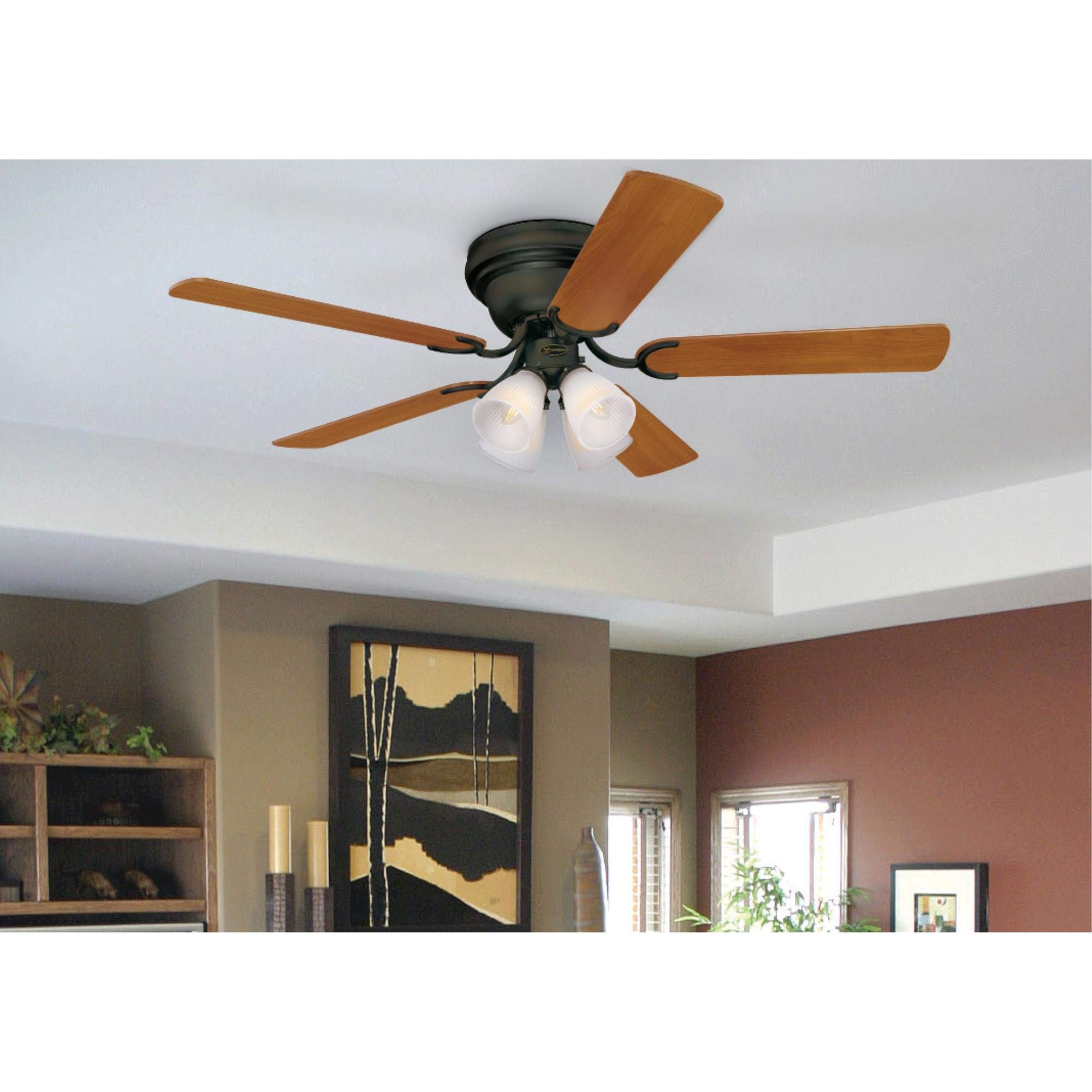 Westinghouse 7232100 CONTEMPRA IV 52 Inch Indoor Ceiling Fan with Light Kit, Oil Rubbed Bronze Finish - Perfect for Living Room, Bedroom, and Home Office Cooling