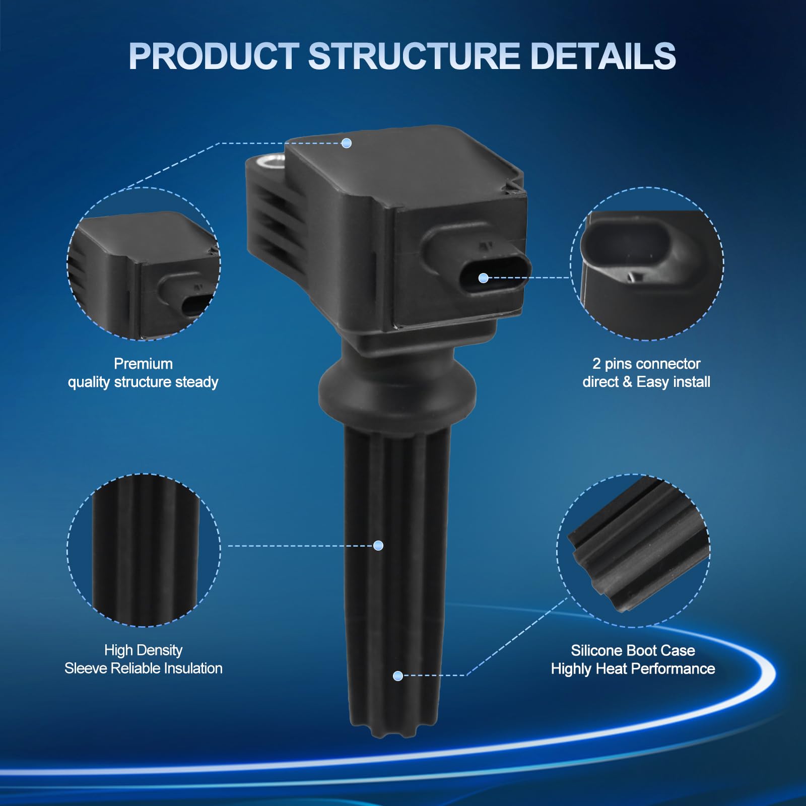 High-Quality Ignition Coil Pack UF670 Replacement for Ford Lincoln MKZ Edge Escape Explorer 2012-2018 | Compatible with Focus Fusion Mustang Taurus MKC MKZ MKT 2.0L L4 | Replaces DG546 CM5Z12029A 6736203 | Set of 4 | Perfect for Engine Performance & Smooth Driving