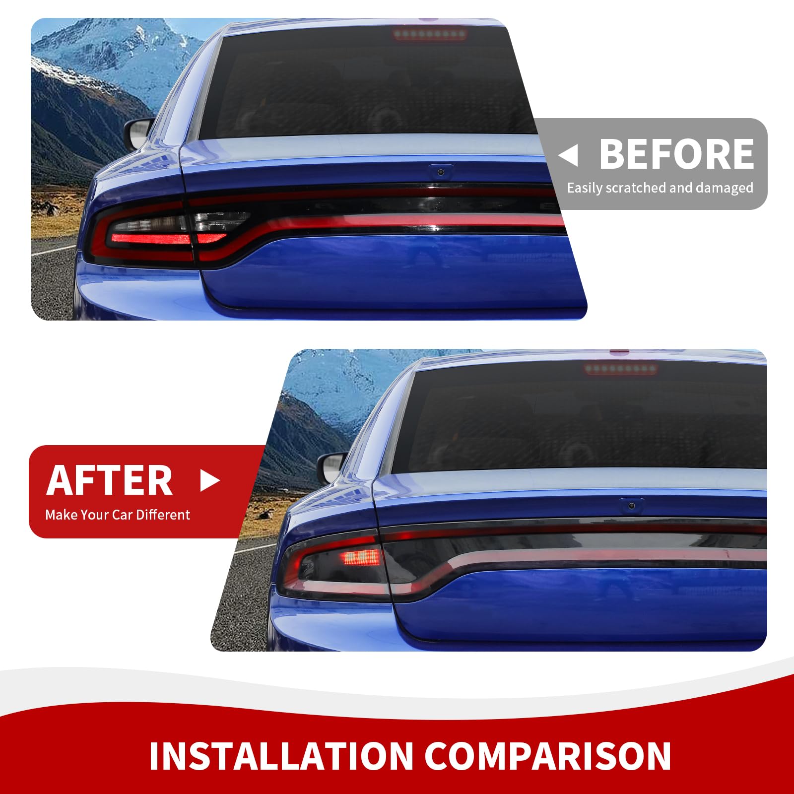 Smoke Black Tail Light Covers & Headlight Cover Trim Tint for 2015-2024 Dodge Charger - Exterior Car Accessories for Enhanced Style & Protection - Perfect for Car Shows, Night Driving, and Customization