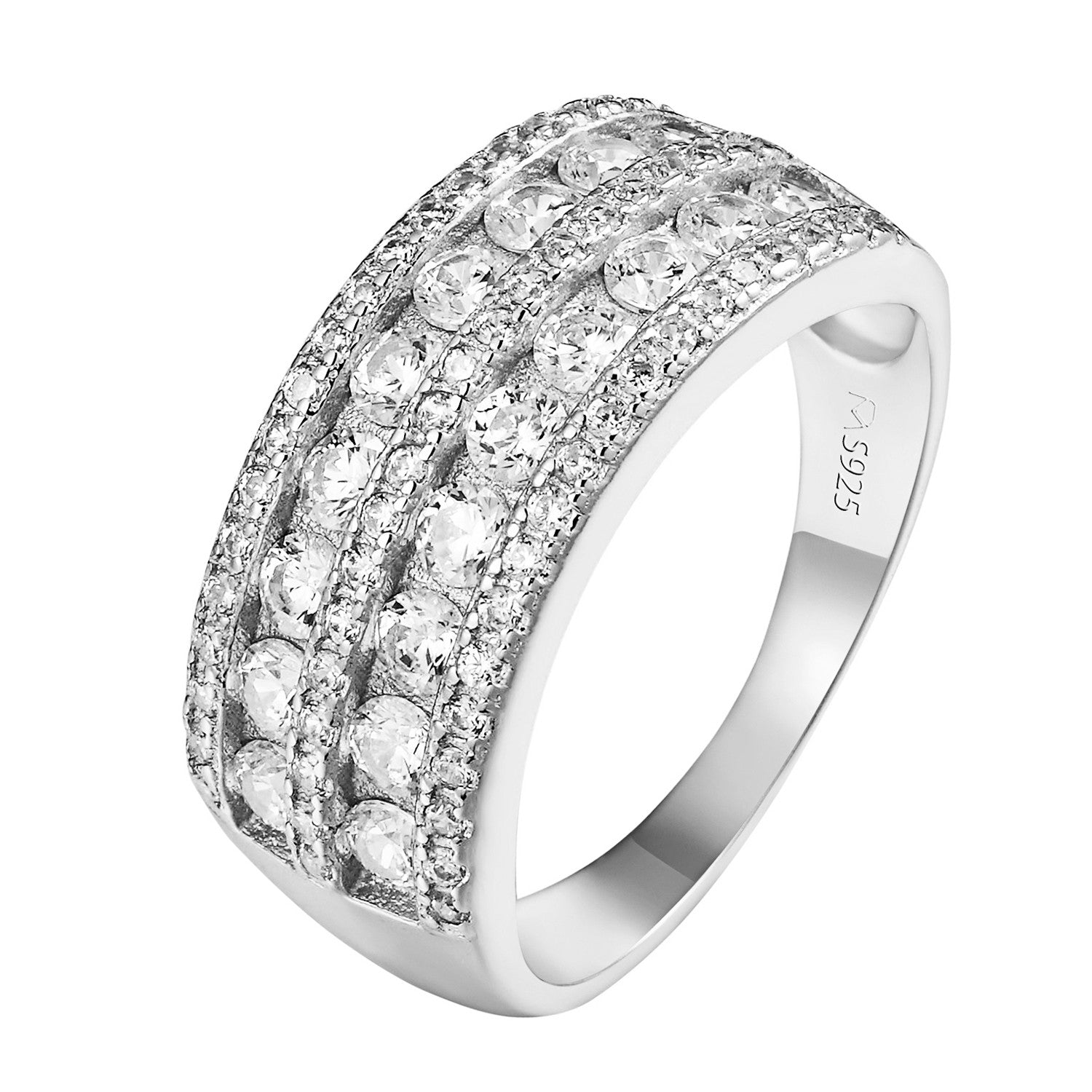 Solitaire Round Cut Ring Sterling Silver Wedding Engagement Band with Simulated Diamonds - Perfect for Proposals, Anniversaries & Bridal Jewelry Gifts