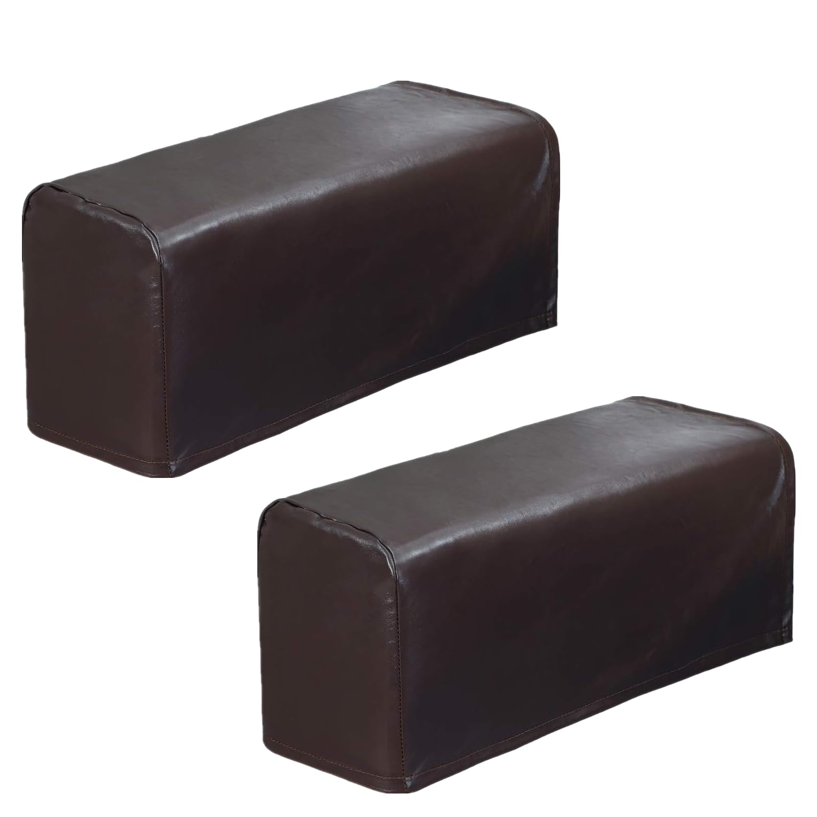 Premium Set of 2 PU Leather Sofa Armrest Covers - Non-Slip Waterproof Furniture Protectors for Recliners, Armchairs & Couches (Coffee Brown) - Perfect for Living Room, Office & Home Theater Seating Protection