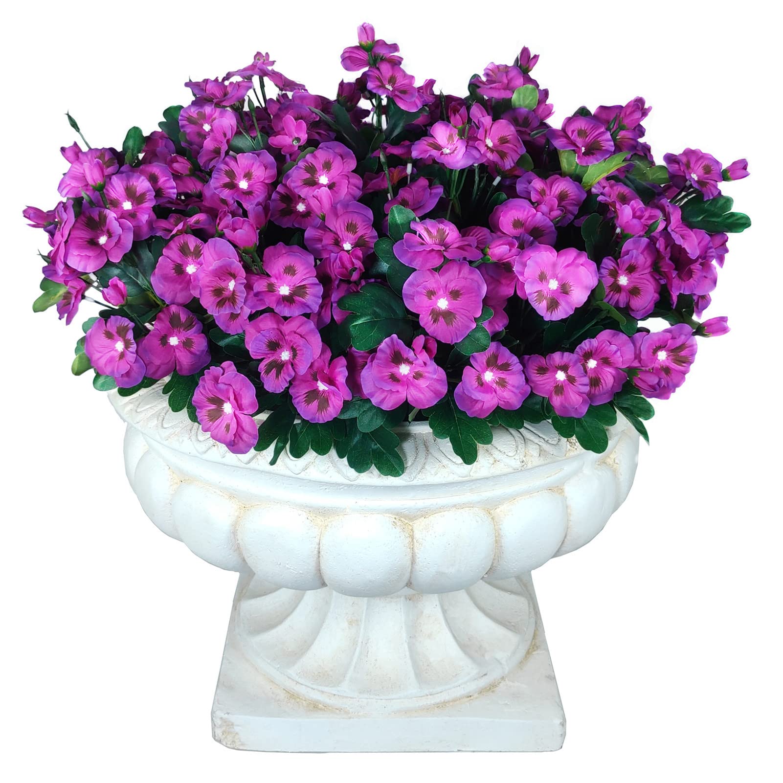 UV Resistant Artificial Pansies Flowers Outdoor - 11.8 Inch Fake Plastic Flowers Bulk (8 Pack, Purple) for Garden Decor, Window Boxes & Patio Planters