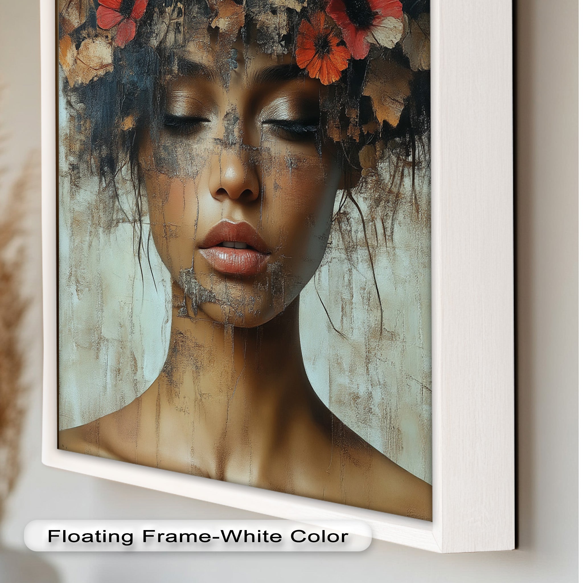 Ethereal Boho Flower Oil Painting - Autumn Reverie Wall Art for Home Decor, Living Room, Bedroom & Office | Handmade Canvas Artwork