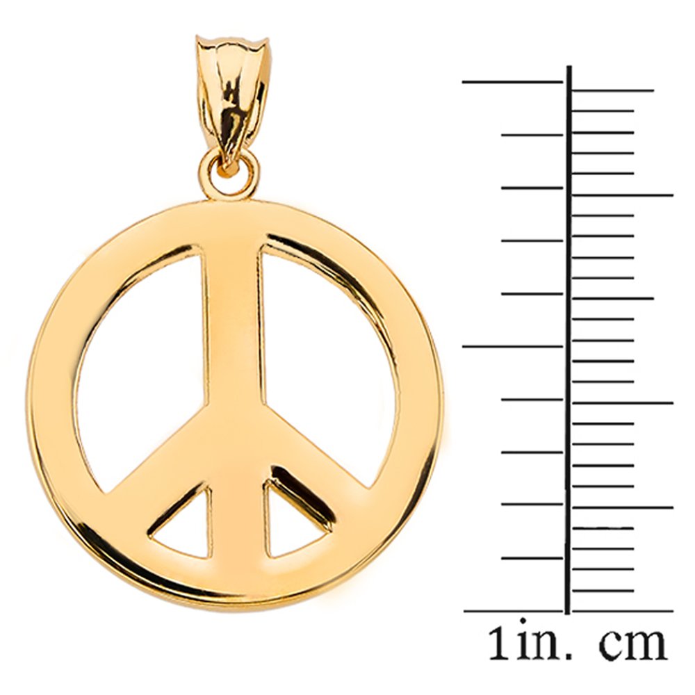 10k Gold Peace Sign Charm Pendant - High Polish Circle Symbol for Necklace, Jewelry Gift for Women & Men - Perfect for Everyday Wear, Gifts & Spiritual Occasions