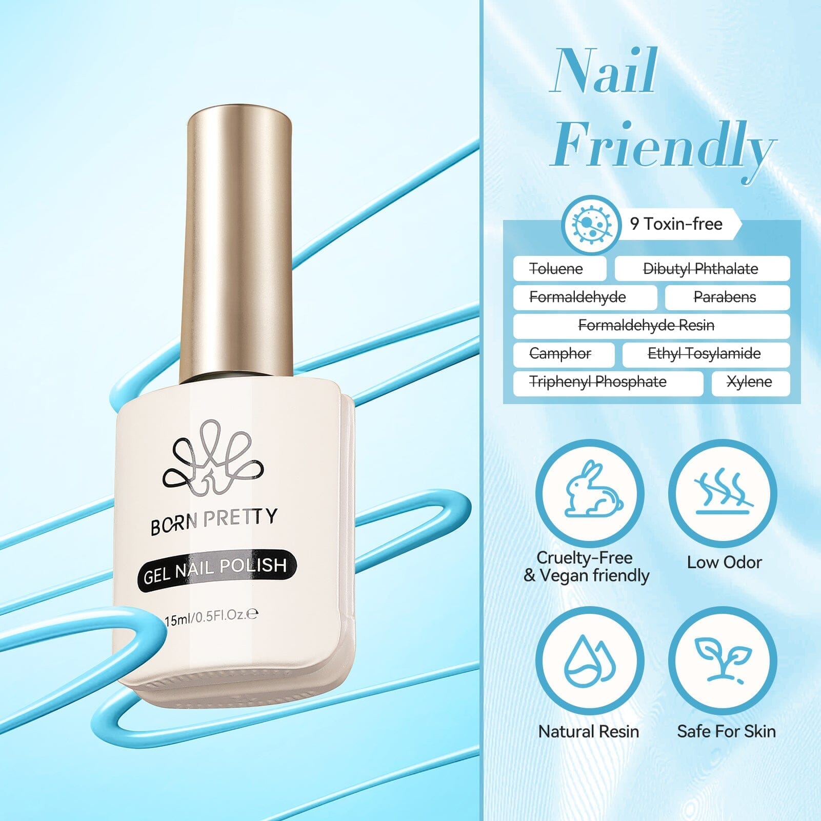 Hema Free Color Gel Polish #11 - 15ml Long Lasting Nail Polish for Salon & Home Manicure - Perfect for Nail Art, DIY & Professional Use