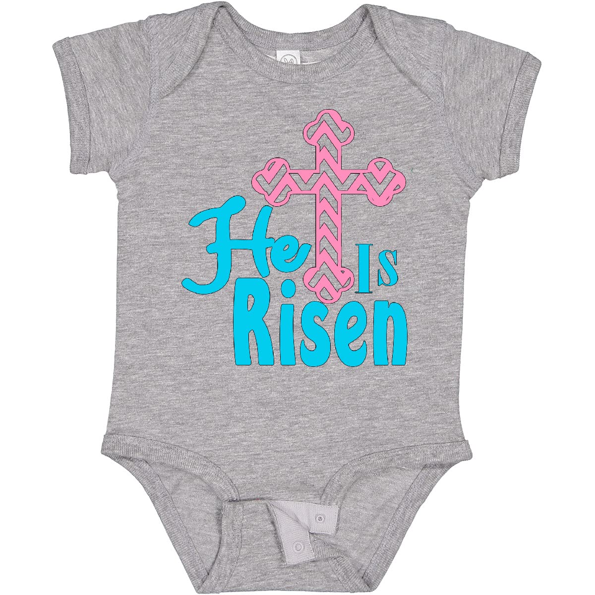 Inktastic Easter 'He Is Risen' Pink Cross Baby Bodysuit - Cute Christian Outfit for Easter Sunday, Baptism & Church Celebrations