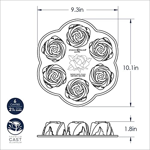 Nordic Ware Platinum Rosebud Bundt Cake Pan - Non-Stick Baking Pan for Cakes, Muffins & Desserts - Perfect for Holidays, Parties & Home Baking