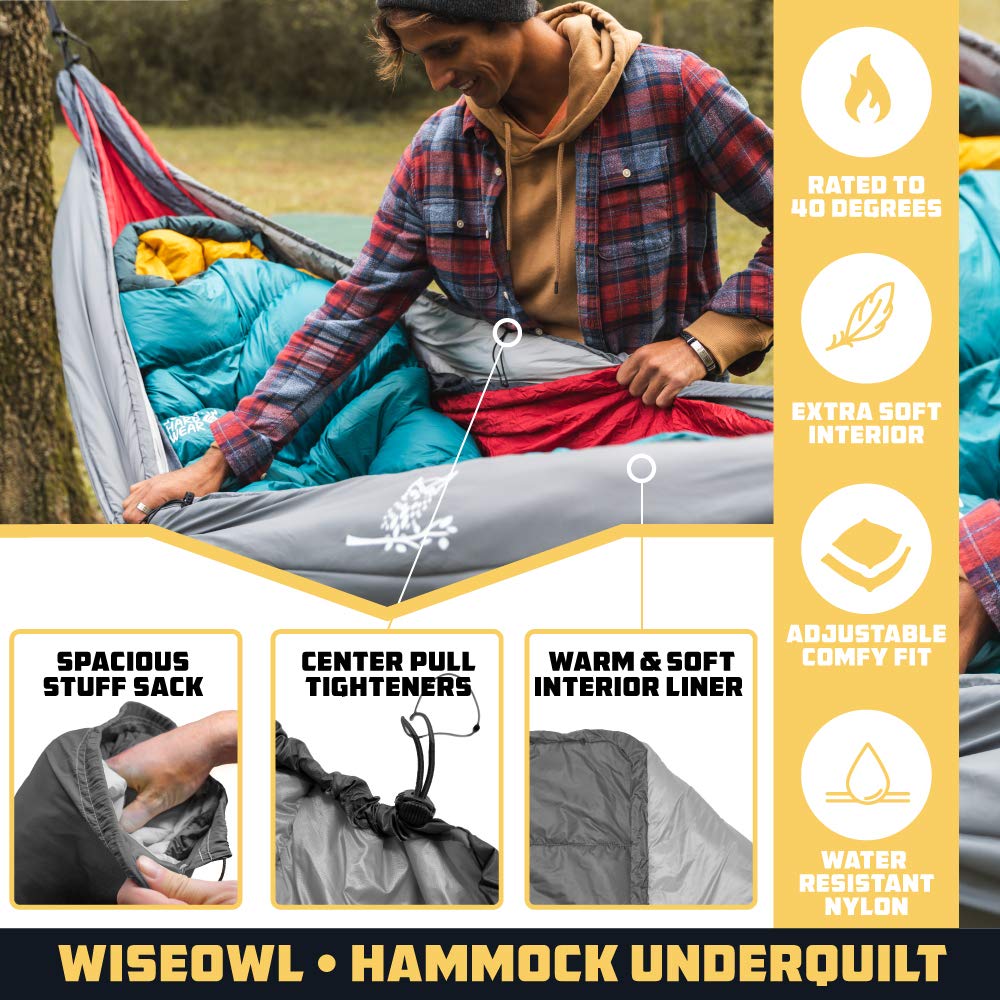 Wise Owl Outfitters Double Camping Hammock with Underquilt - Lightweight Portable Hammock Set for Outdoor Adventures, Camping, Hiking & Backpacking - Perfect for Backyard Relaxation and Wilderness Exploration