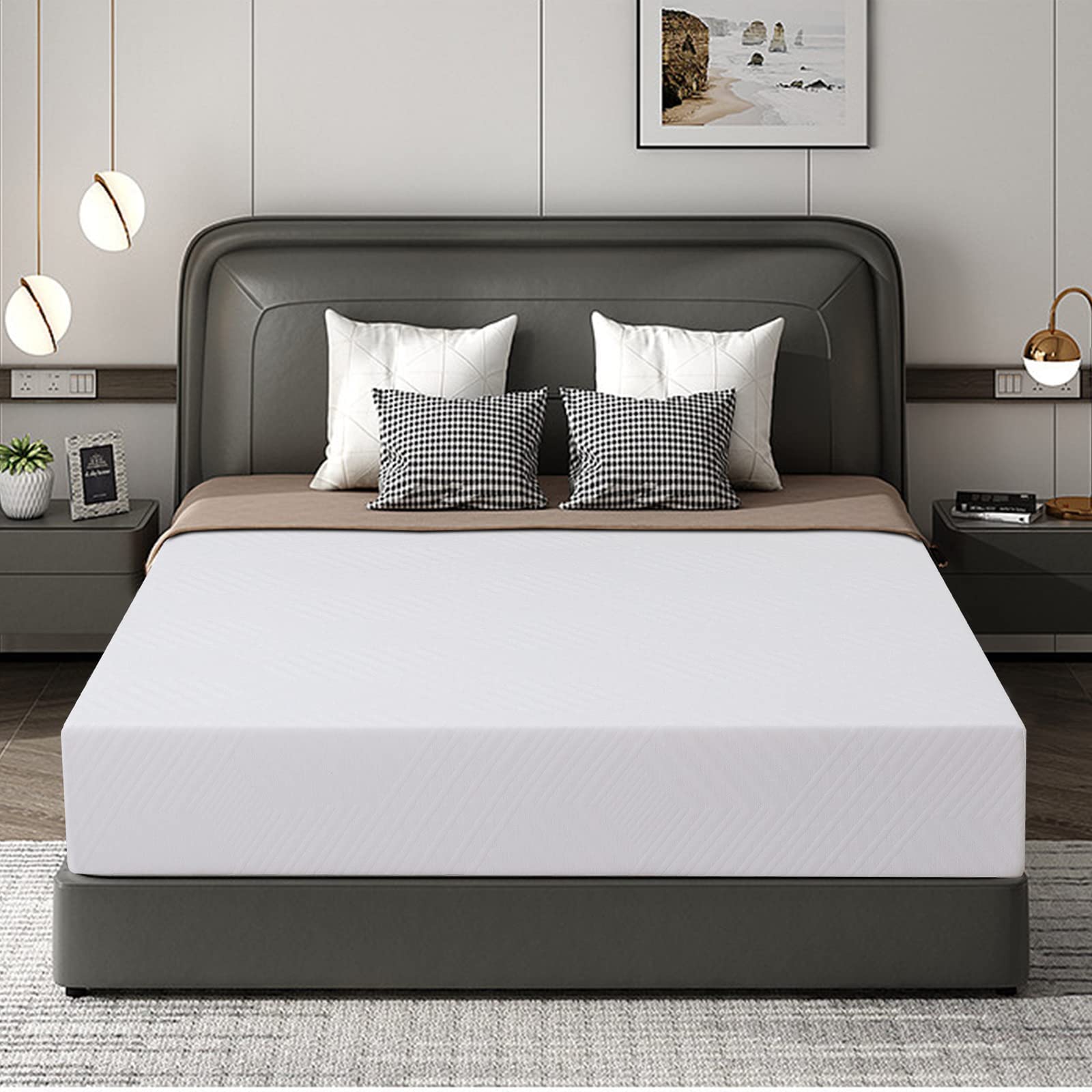 Opoiar 10 Inch California King Mattress in a Box - Medium Firm Memory Foam Bed with Cooling Green Tea Gel Infusion, Pressure Relieving Support, Made in USA - Perfect for Bunk Beds, Guest Rooms & Small Spaces