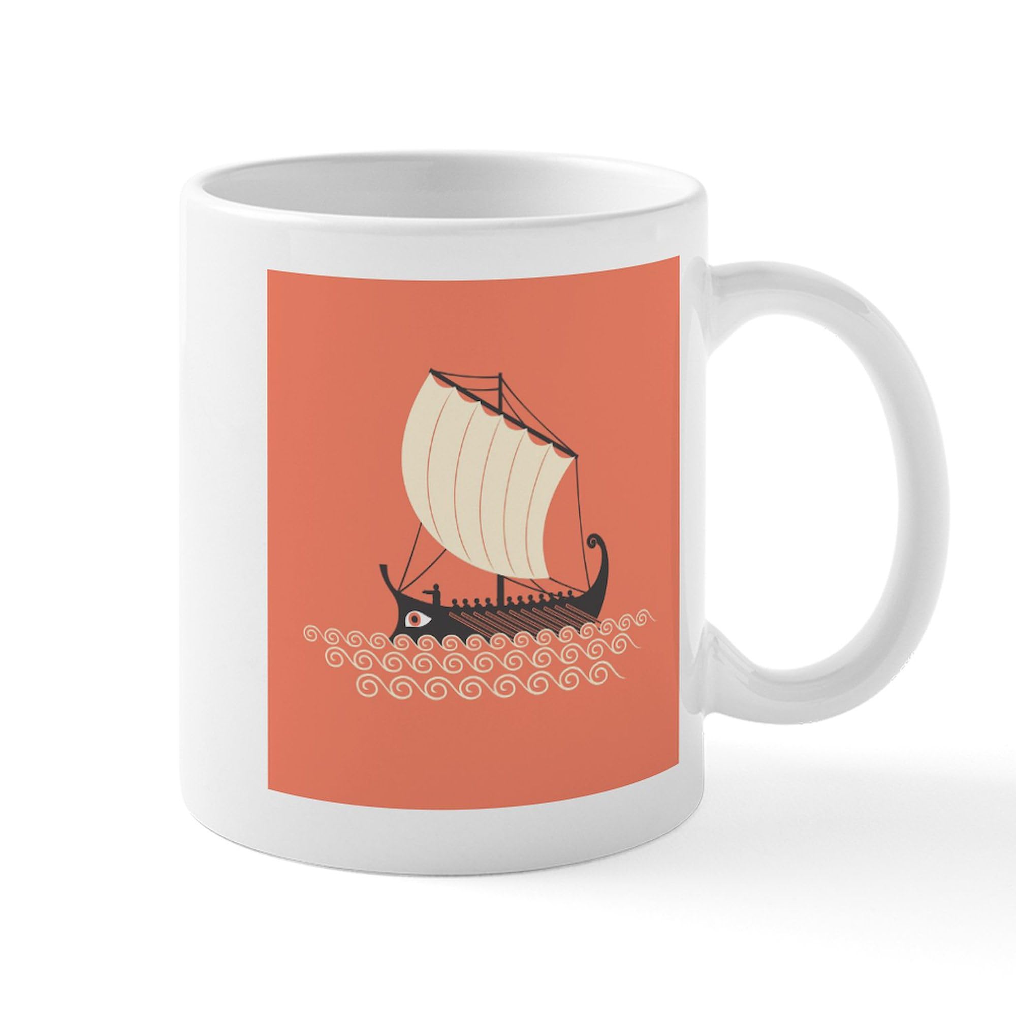 Ancient Ship Design 11 oz (325 ml) Ceramic Coffee Mug - Perfect for Tea, Hot Chocolate & Office Use | Durable & Microwave Safe