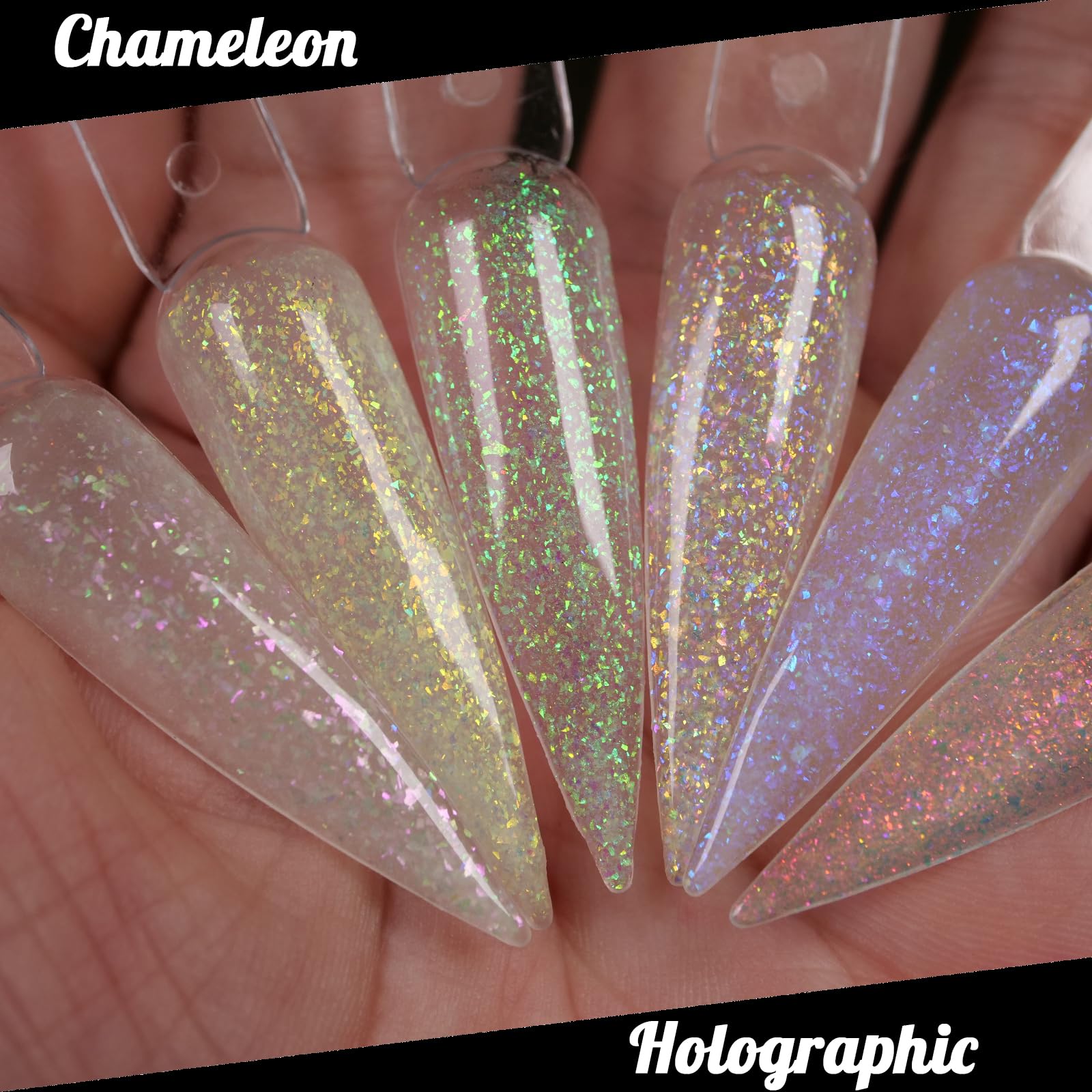 Glow in The Dark Opal Gel Nail Polish Set - 6 Color Changing Semi Clear Nail Polish with Top Coat (GP015) for UV/LED Manicure, Nail Art Designs & Party Nails